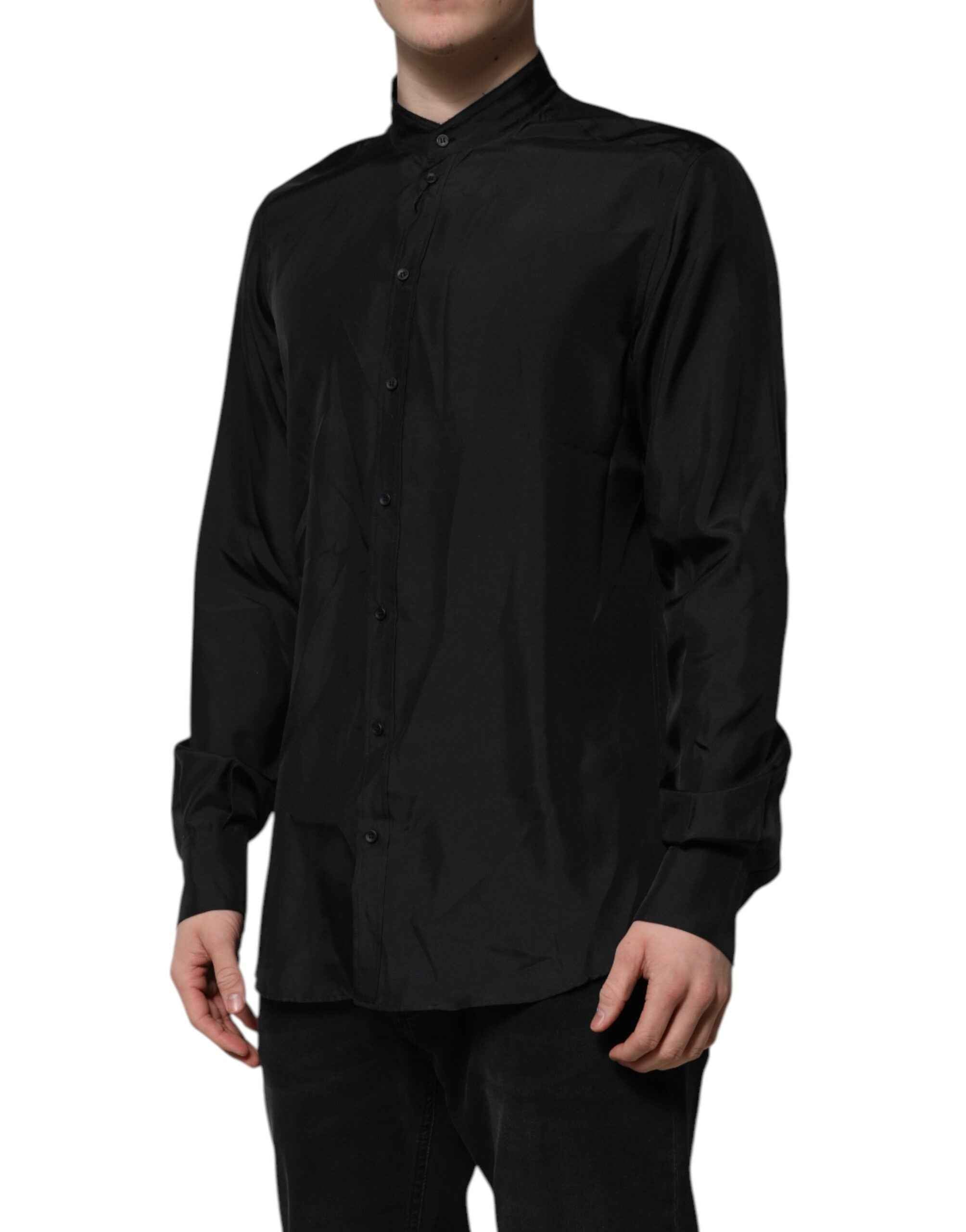 Dolce & Gabbana Dark Blue Silk MARTINI Men Formal Dress Shirt