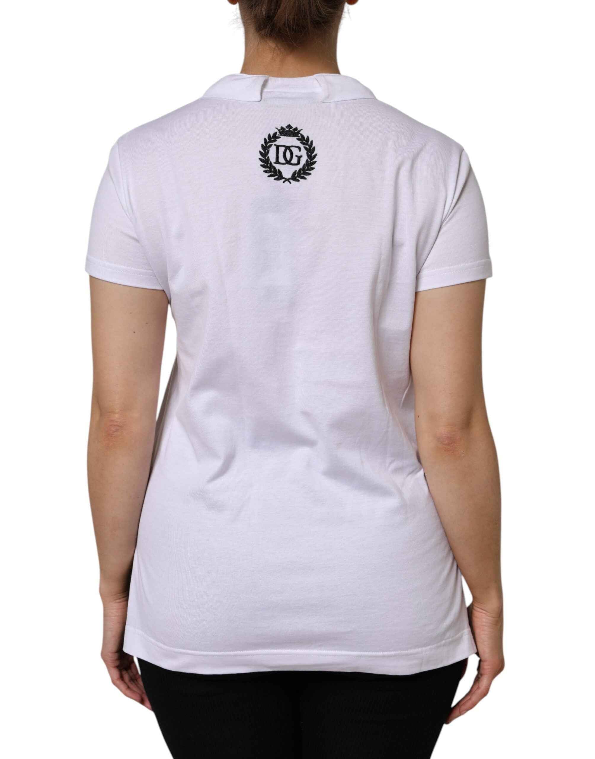 Dolce & Gabbana White Cotton Short Sleeve V-Neck Top T-shirt