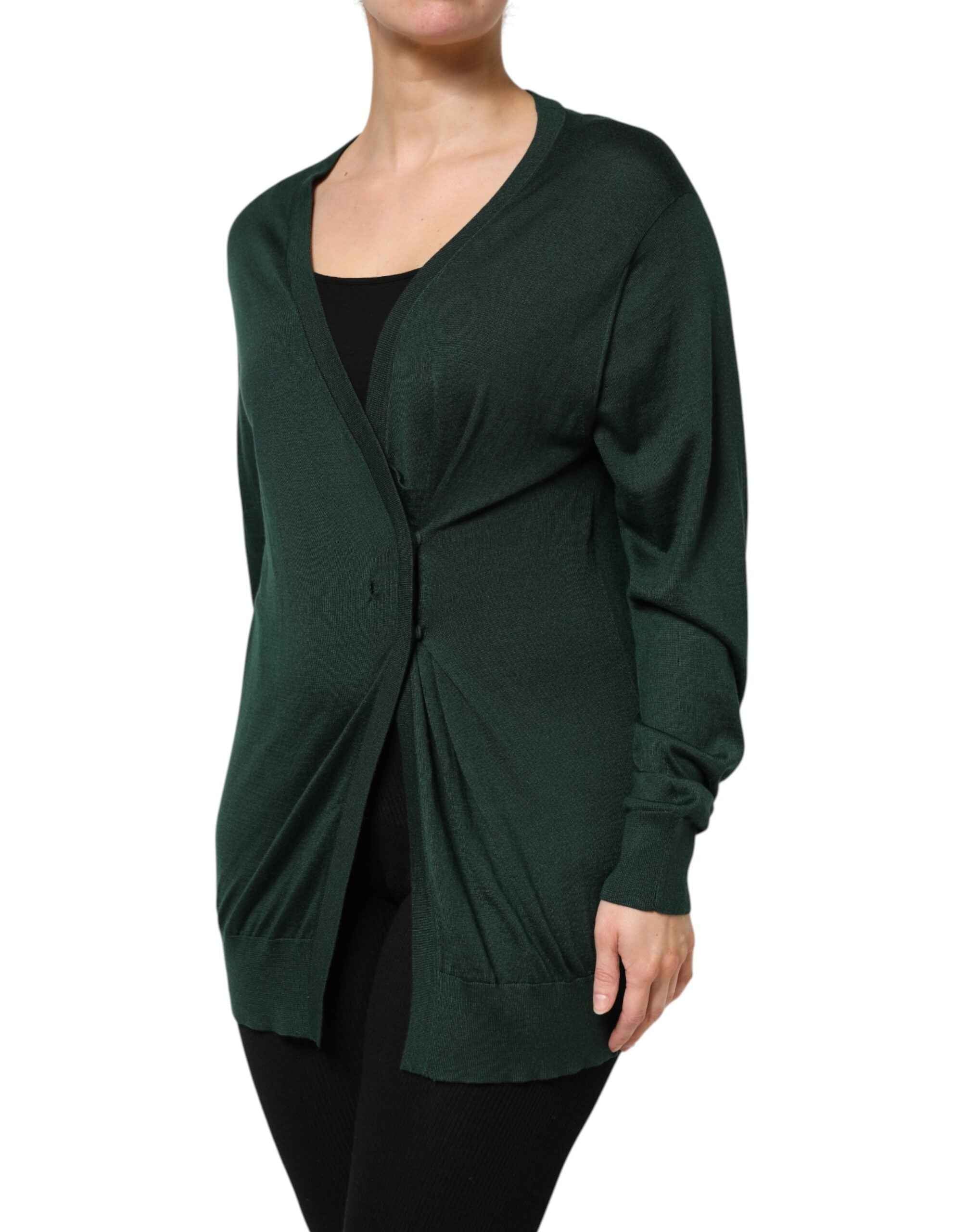 Dolce & Gabbana Dark Green Cashmere Silk Cardigan Sweater