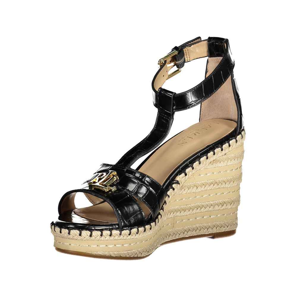 Ralph Lauren Black Leather Women Sandal