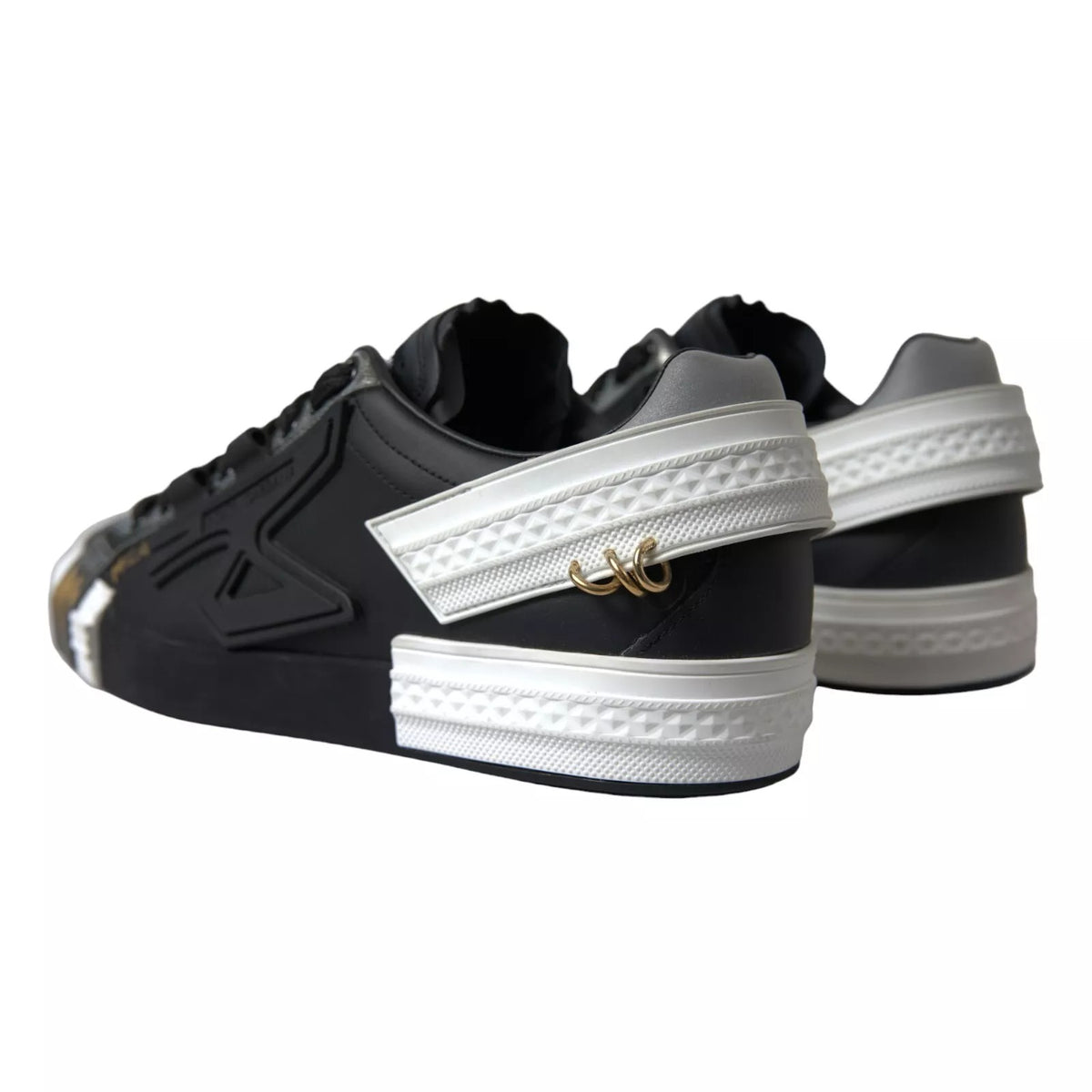 Dolce & Gabbana Black Leather Low Top Sneakers Portofino Shoes