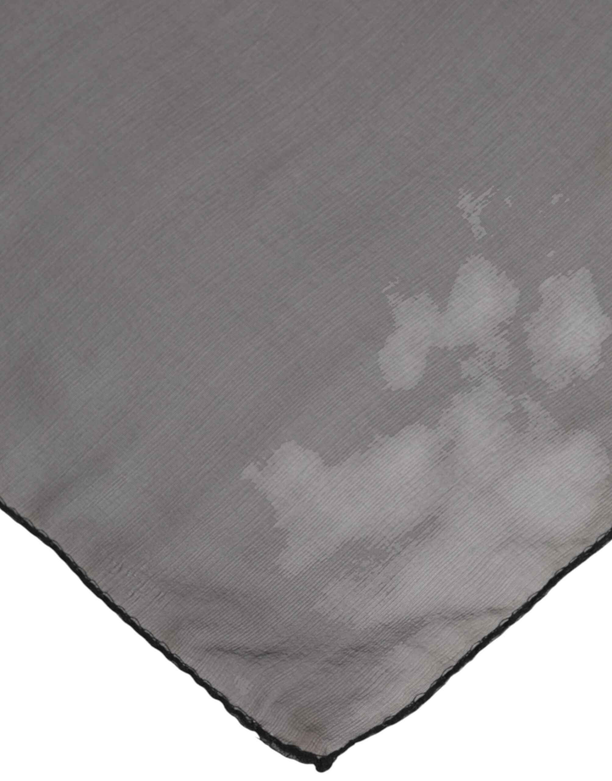 Dolce & Gabbana Gray Black Silk Square Women Foulard Scarf