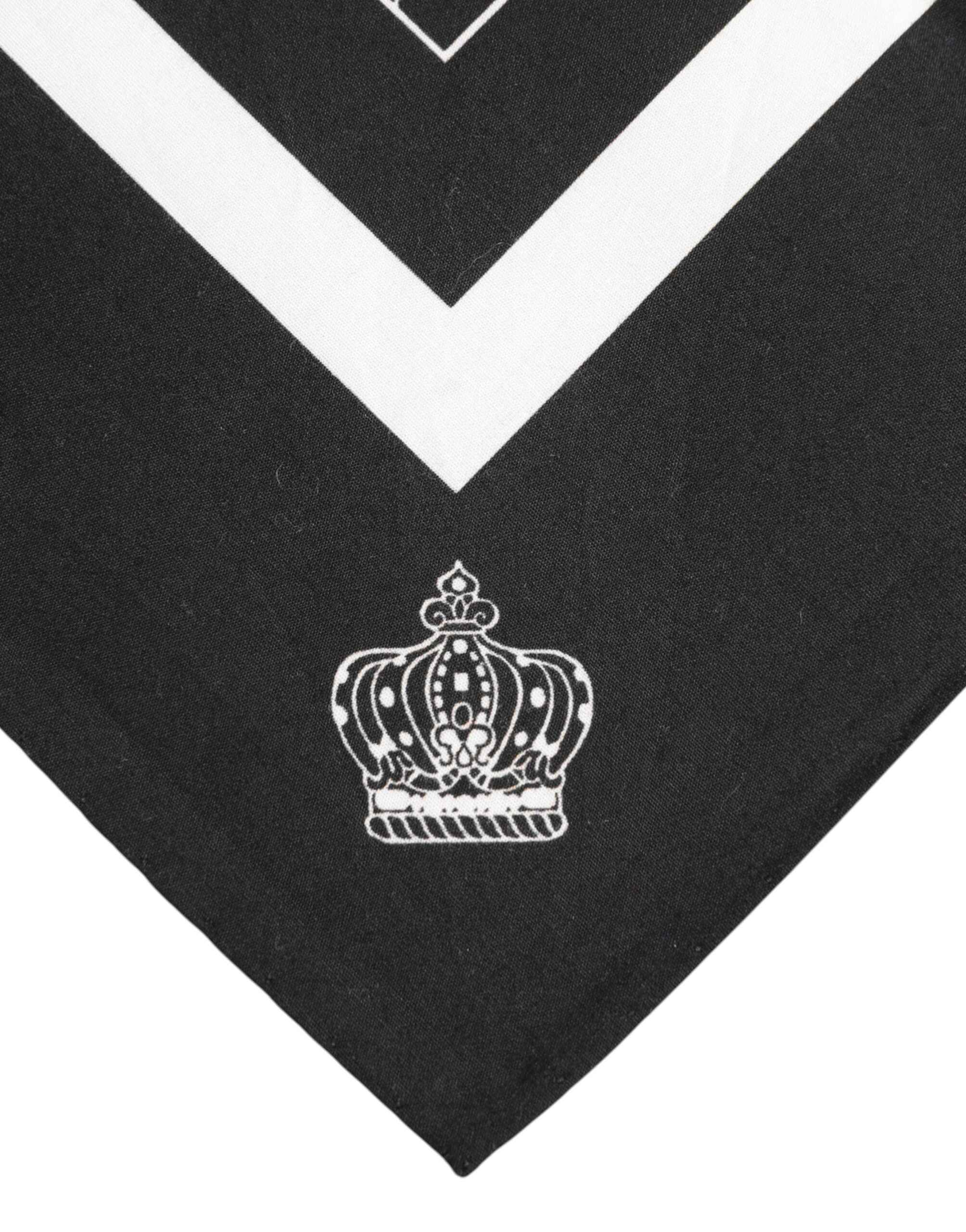 Dolce & Gabbana Black White Printed Square Men Foulard Scarf