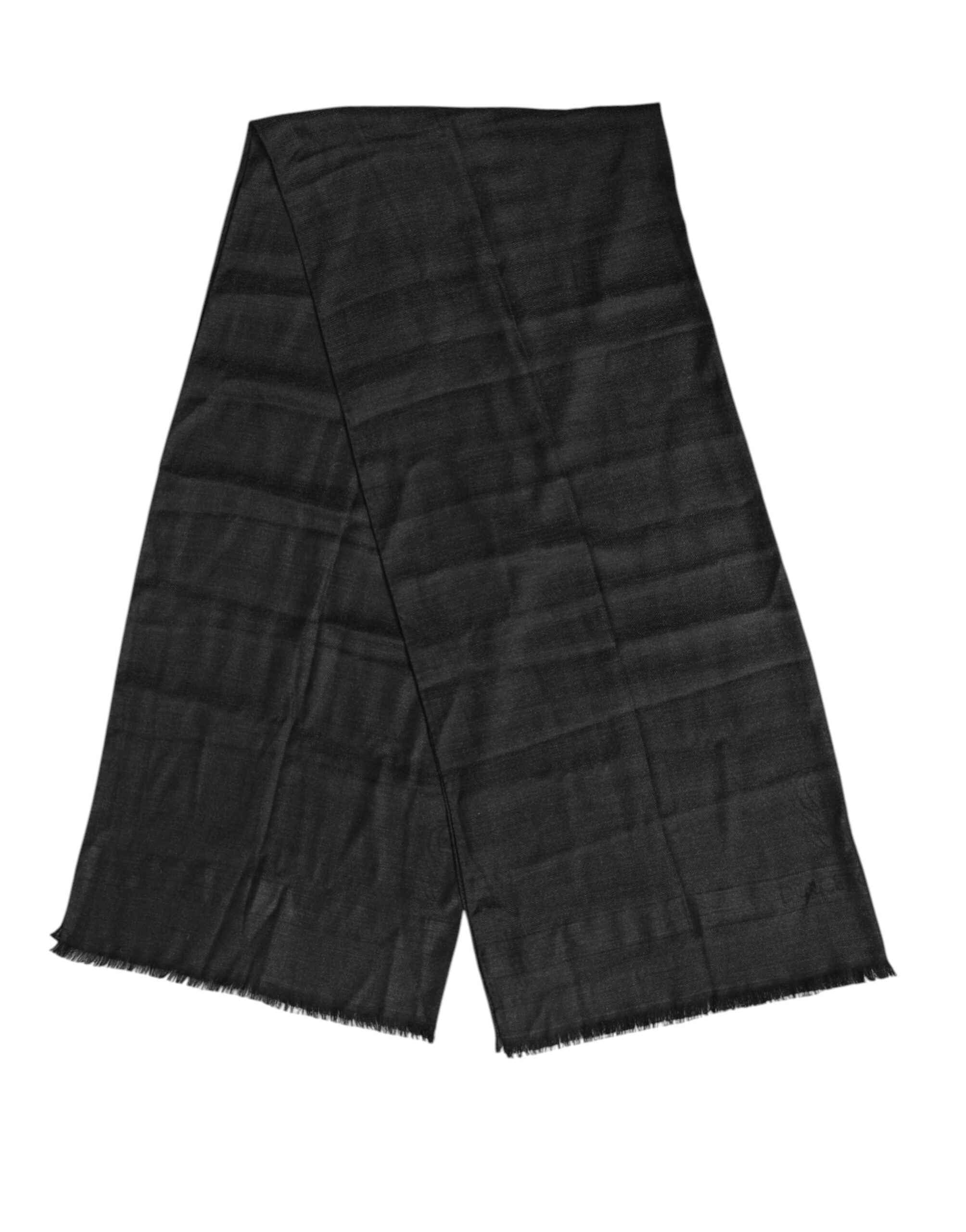 Dolce & Gabbana Dark Gray Cashmere Fringes Neck Warmer Scarf