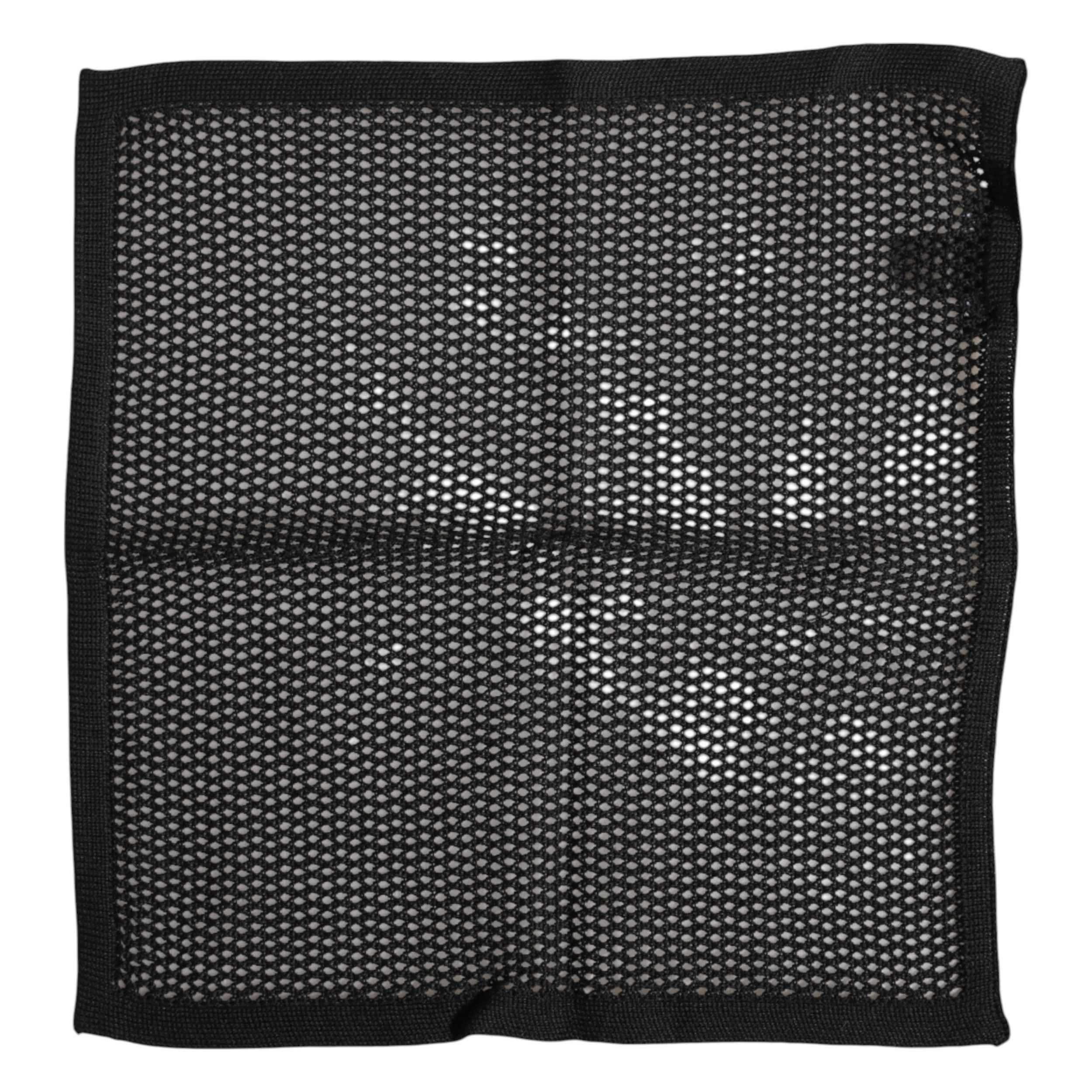 Dolce & Gabbana Black Patterned Cotton Square Foulard Scarf