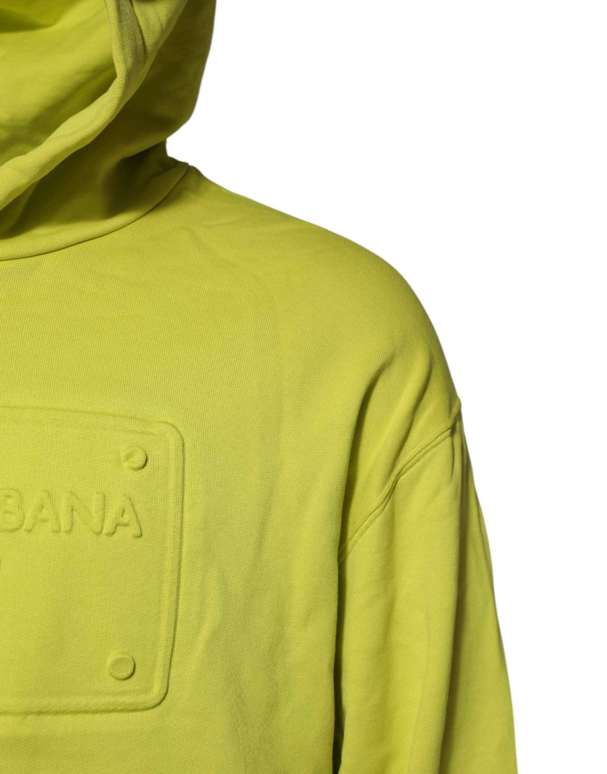 Dolce & Gabbana Green Cotton Hooded Logo Sweatshirt Sweater