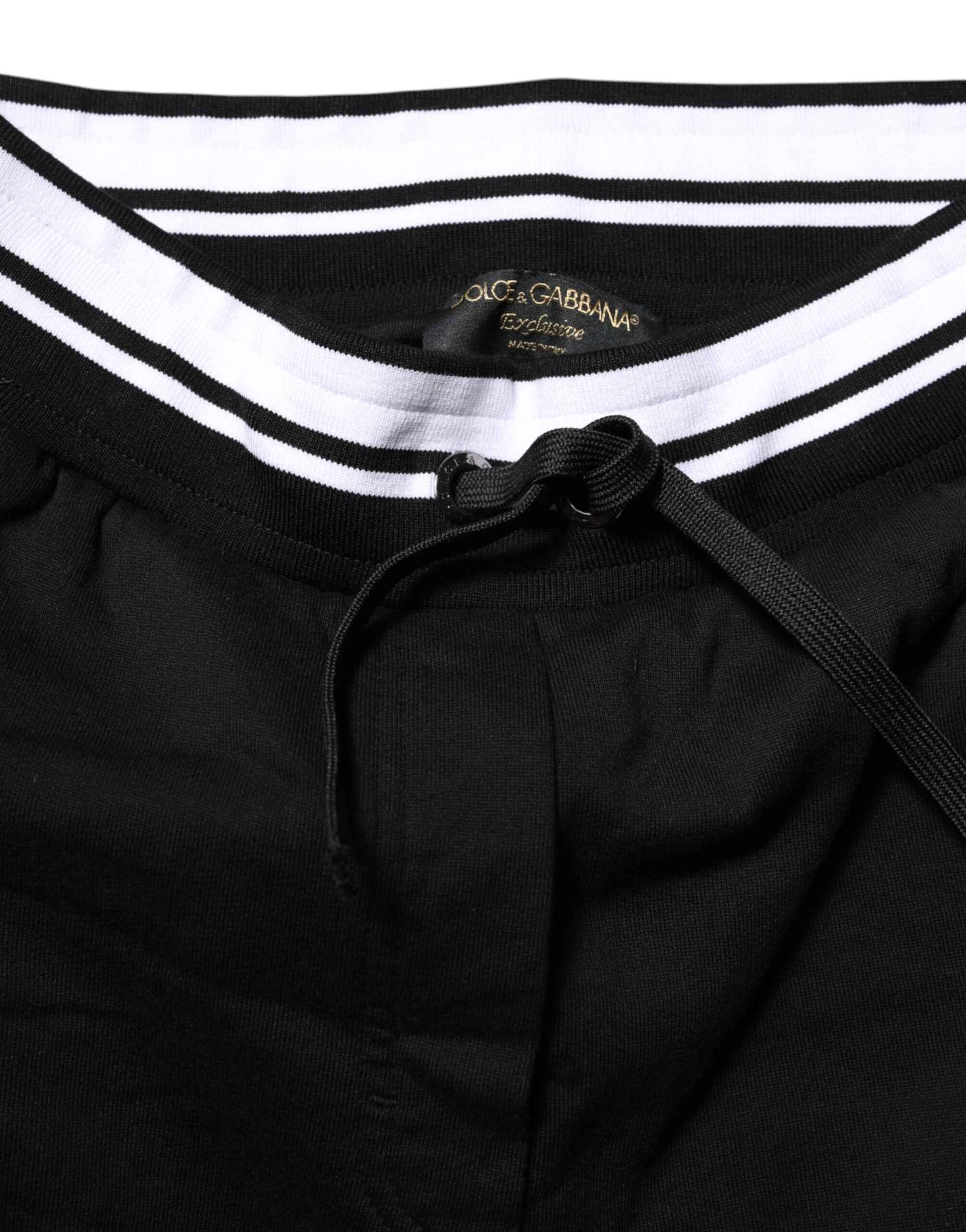 Dolce & Gabbana Black Cotton Mid Waist Jogger Pants