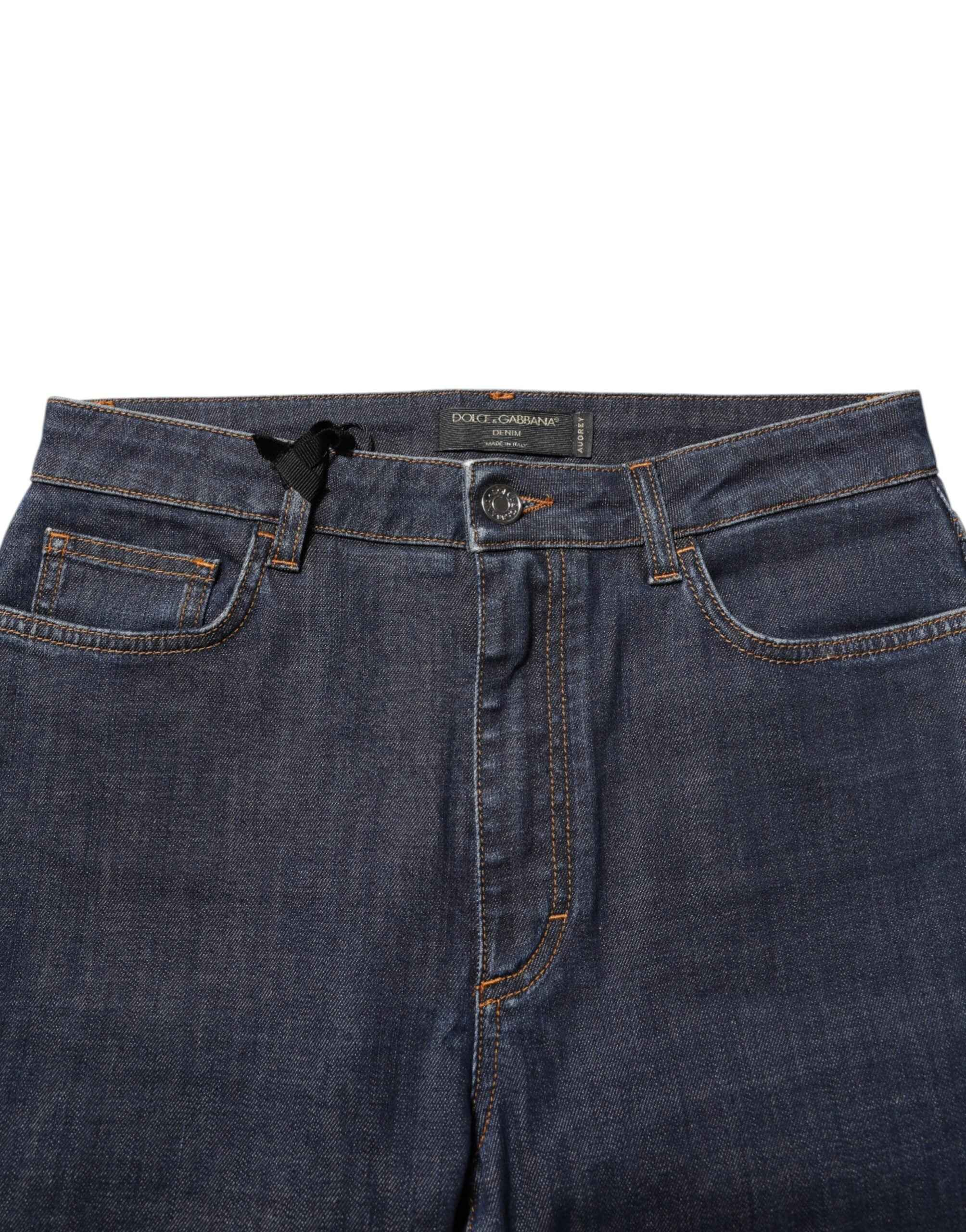 Dolce & Gabbana Blue Queen Patch AUDREY Mid Waist Denim Jeans