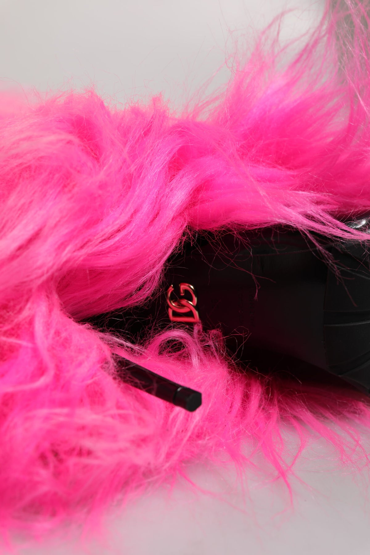 Dolce & Gabbana Pink Faux Fur Leather High Heels Boots Shoes