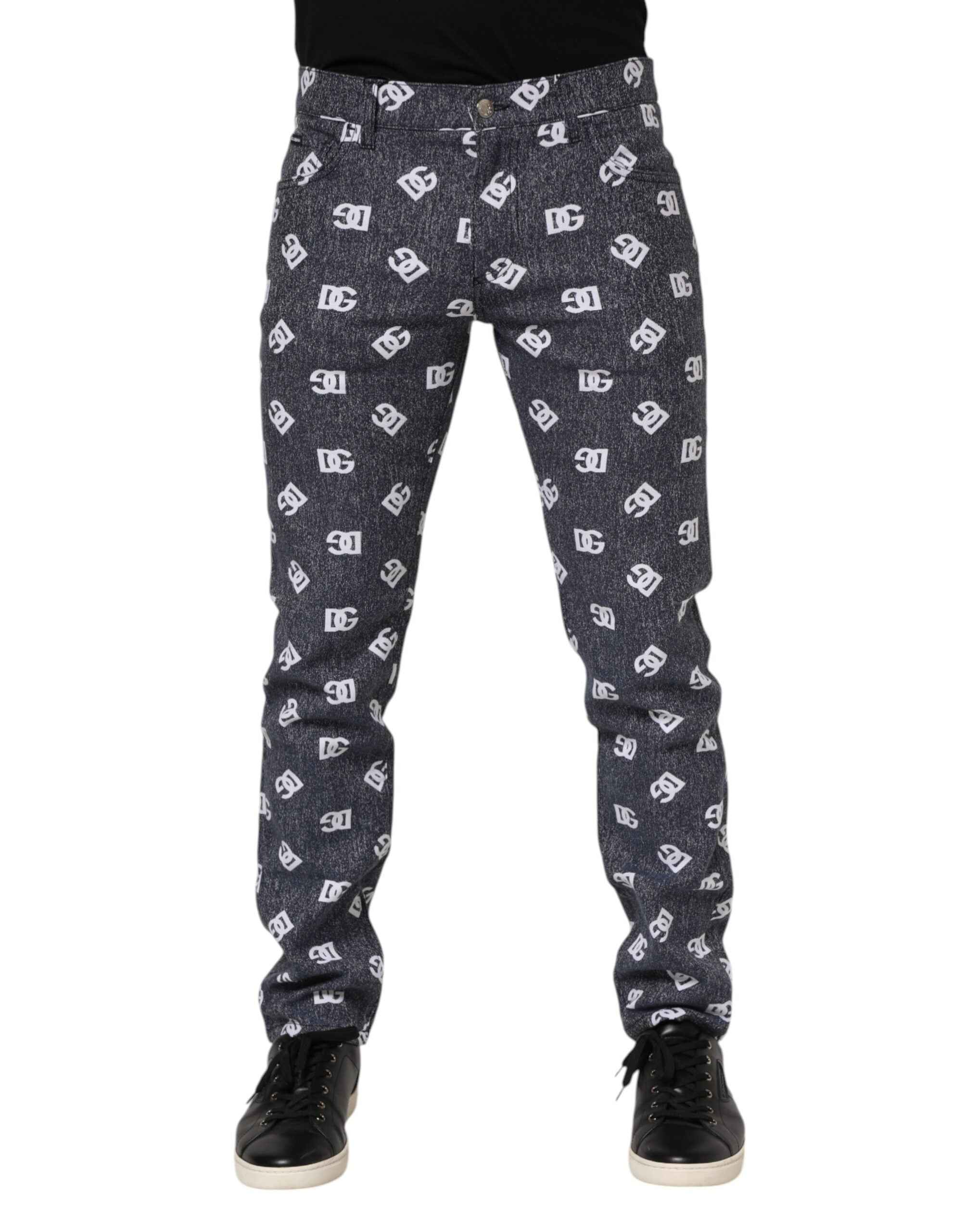 Dolce & Gabbana Dark Gray Logo Cotton Skinny Slim Denim Jeans