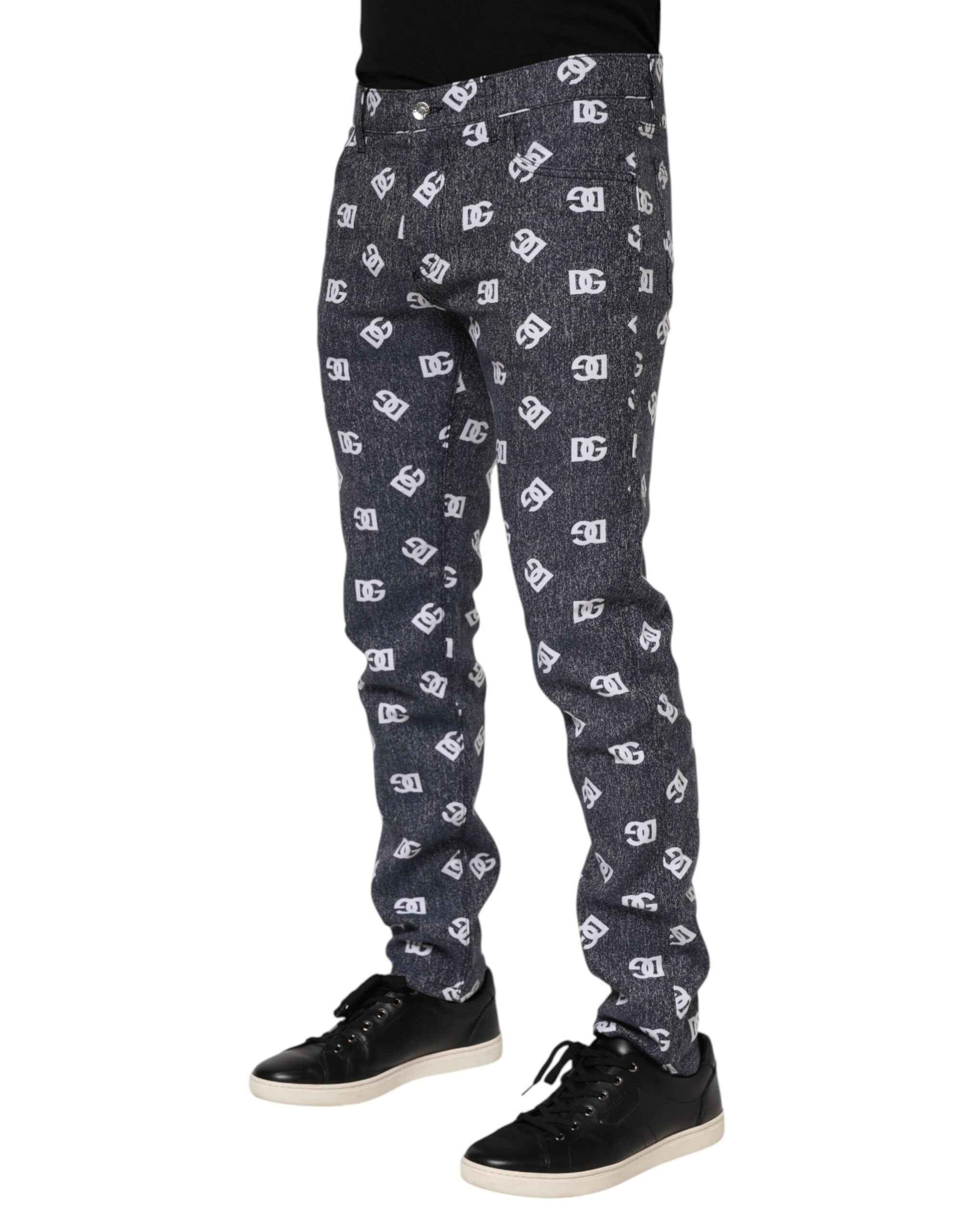 Dolce & Gabbana Dark Gray Logo Cotton Skinny Slim Denim Jeans