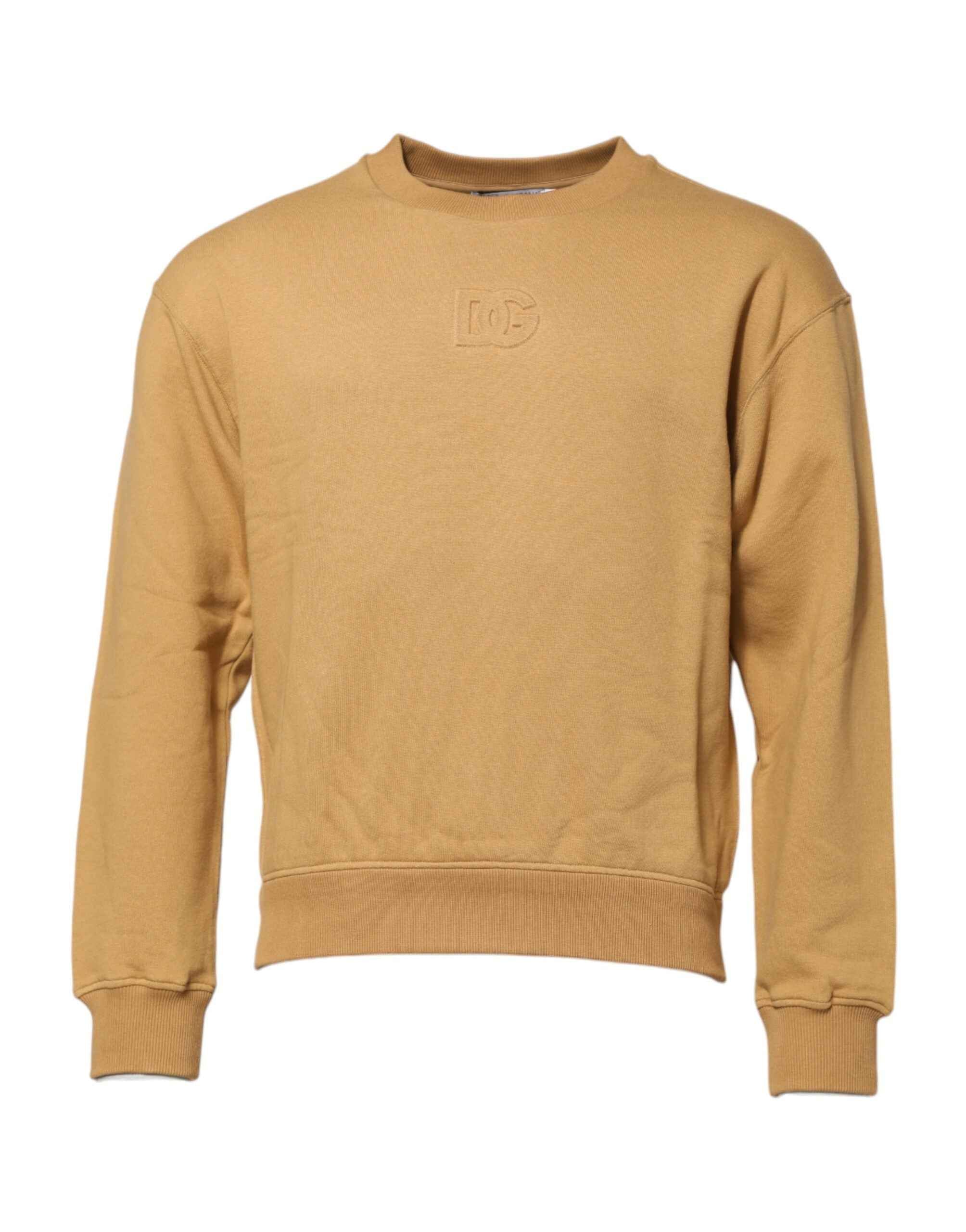 Dolce & Gabbana Mustard Cotton DG Embossed Pullover Sweater