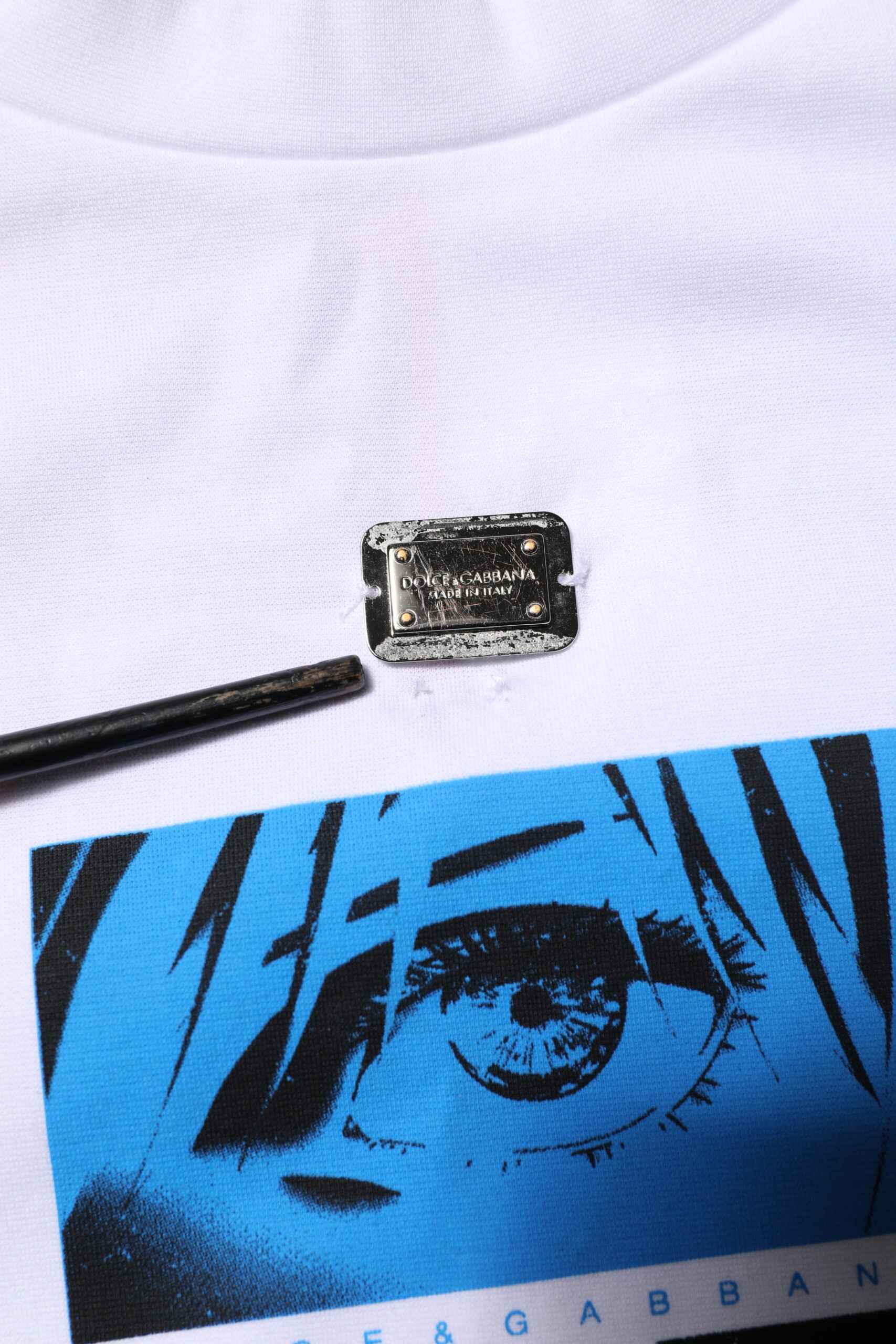 Dolce & Gabbana White Cotton Crew Neck Graphic Print T-shirt