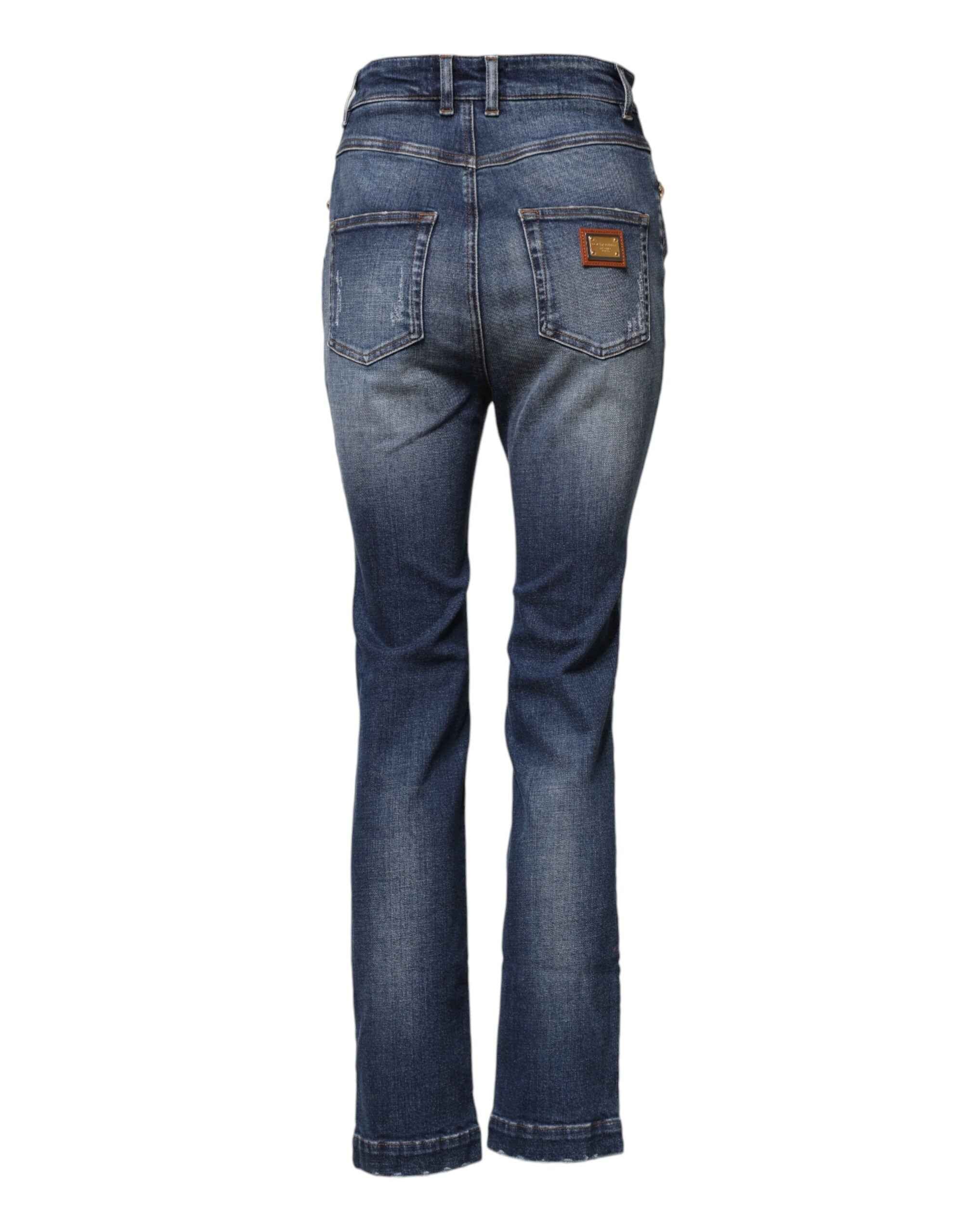 Dolce & Gabbana Blue Rhinestone Embellished Denim Jeans