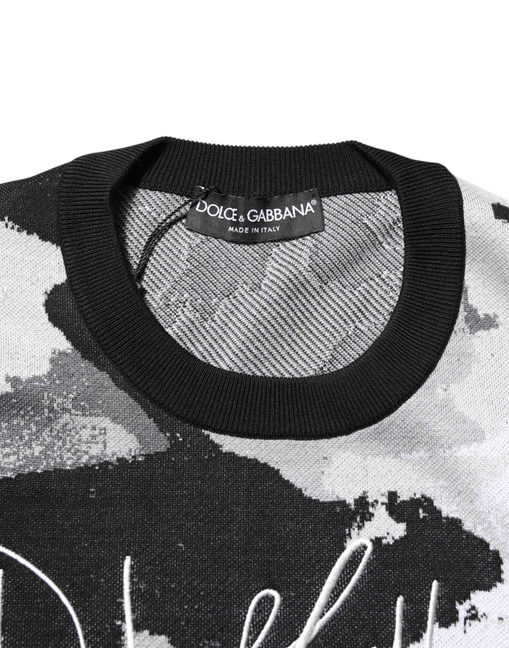 Dolce & Gabbana Multicolor Silk Camouflage Pullover Sweater