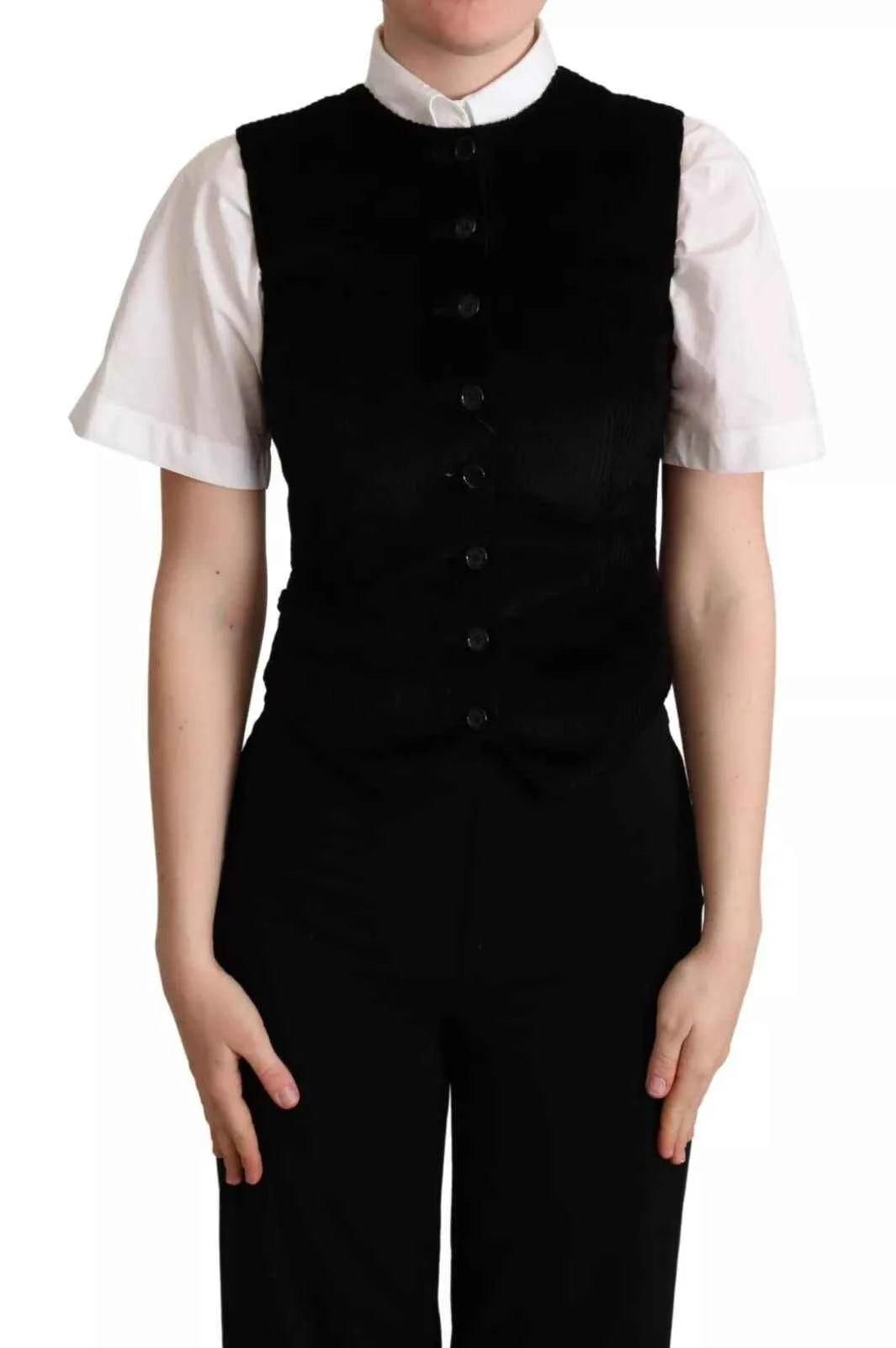 Dolce & Gabbana Black Brown Leopard Print Waistcoat Vest