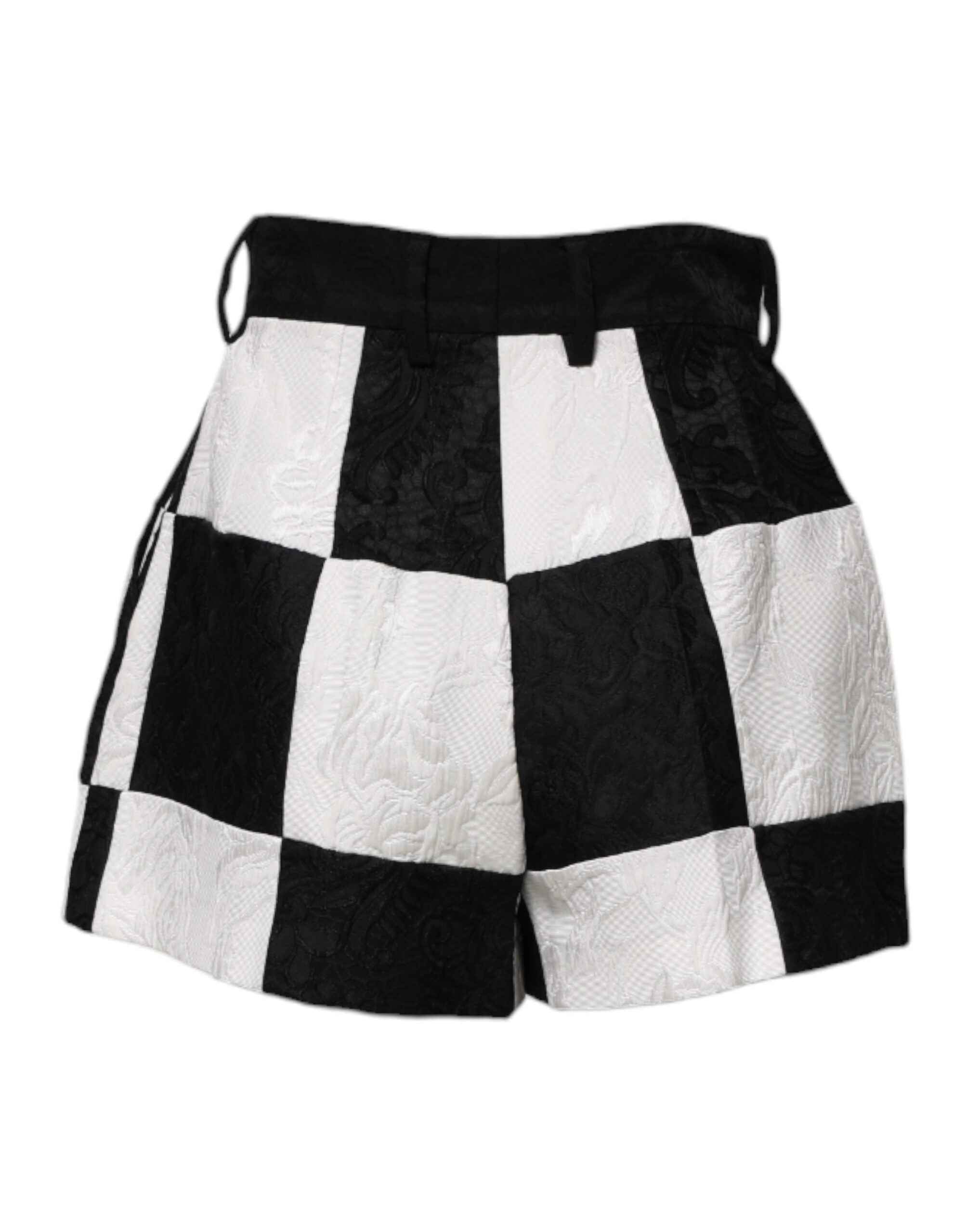 Dolce & Gabbana Black White Floral Brocade Hot Pants Shorts
