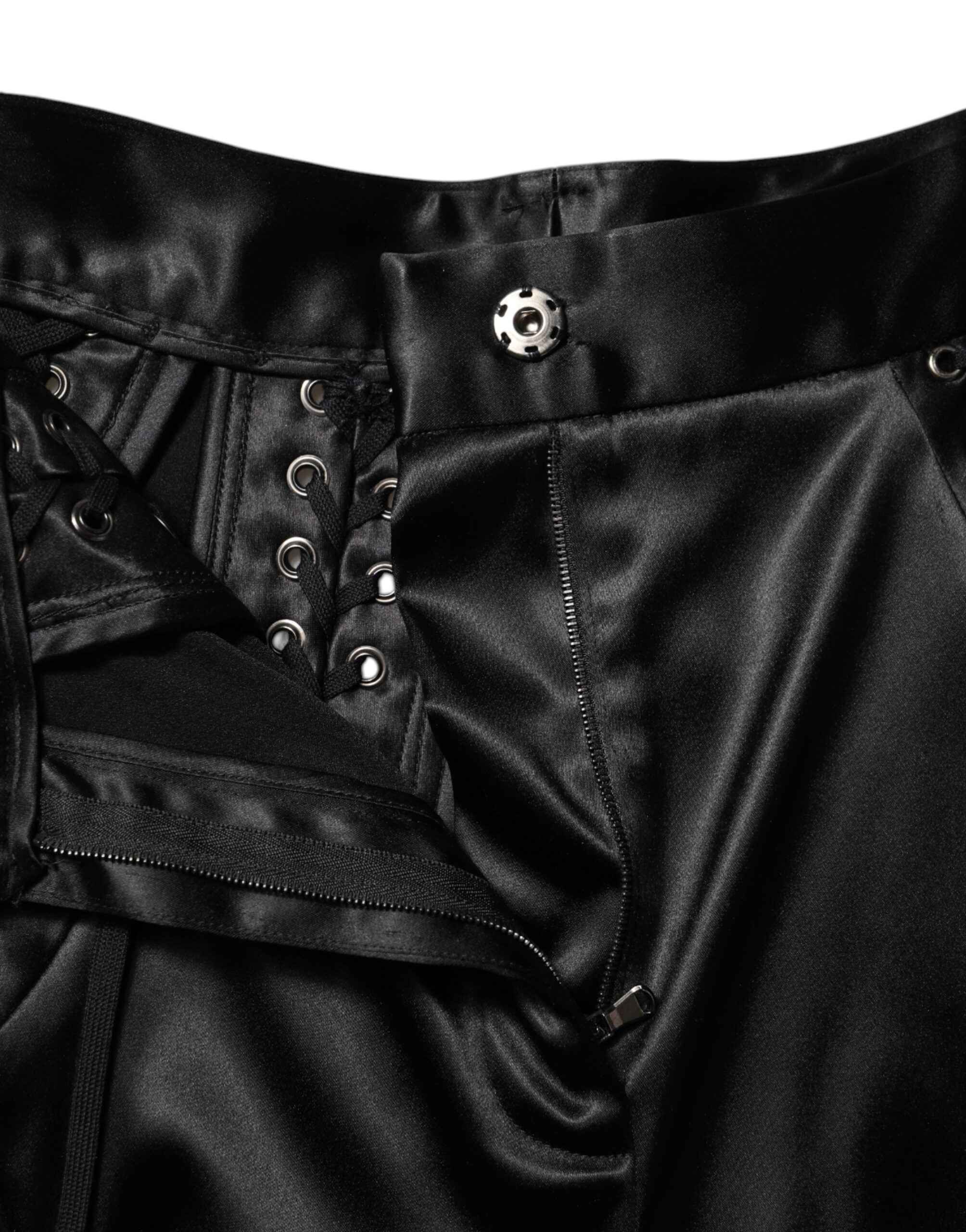 Dolce & Gabbana Black Lace Details High Waist Skinny Pants