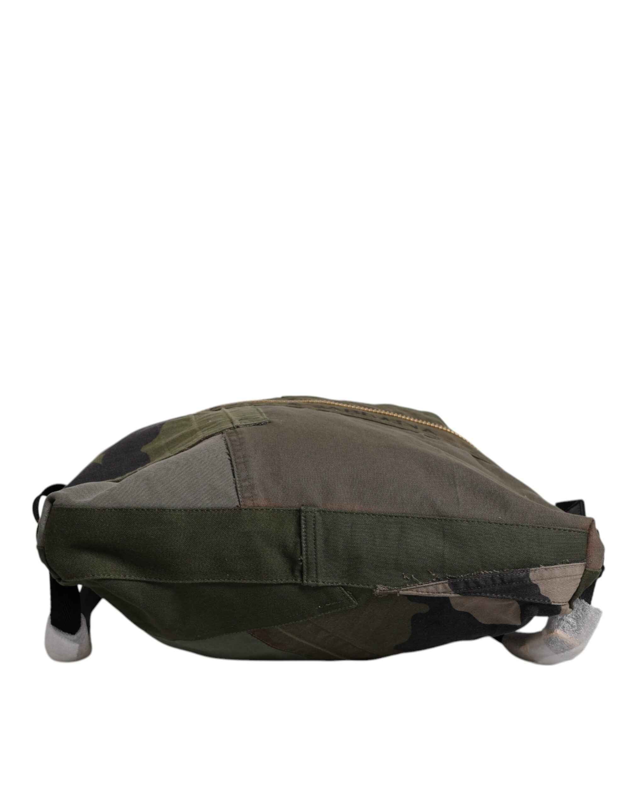 Dolce & Gabbana Military Green Patchwork Rucksack Backpack Bag