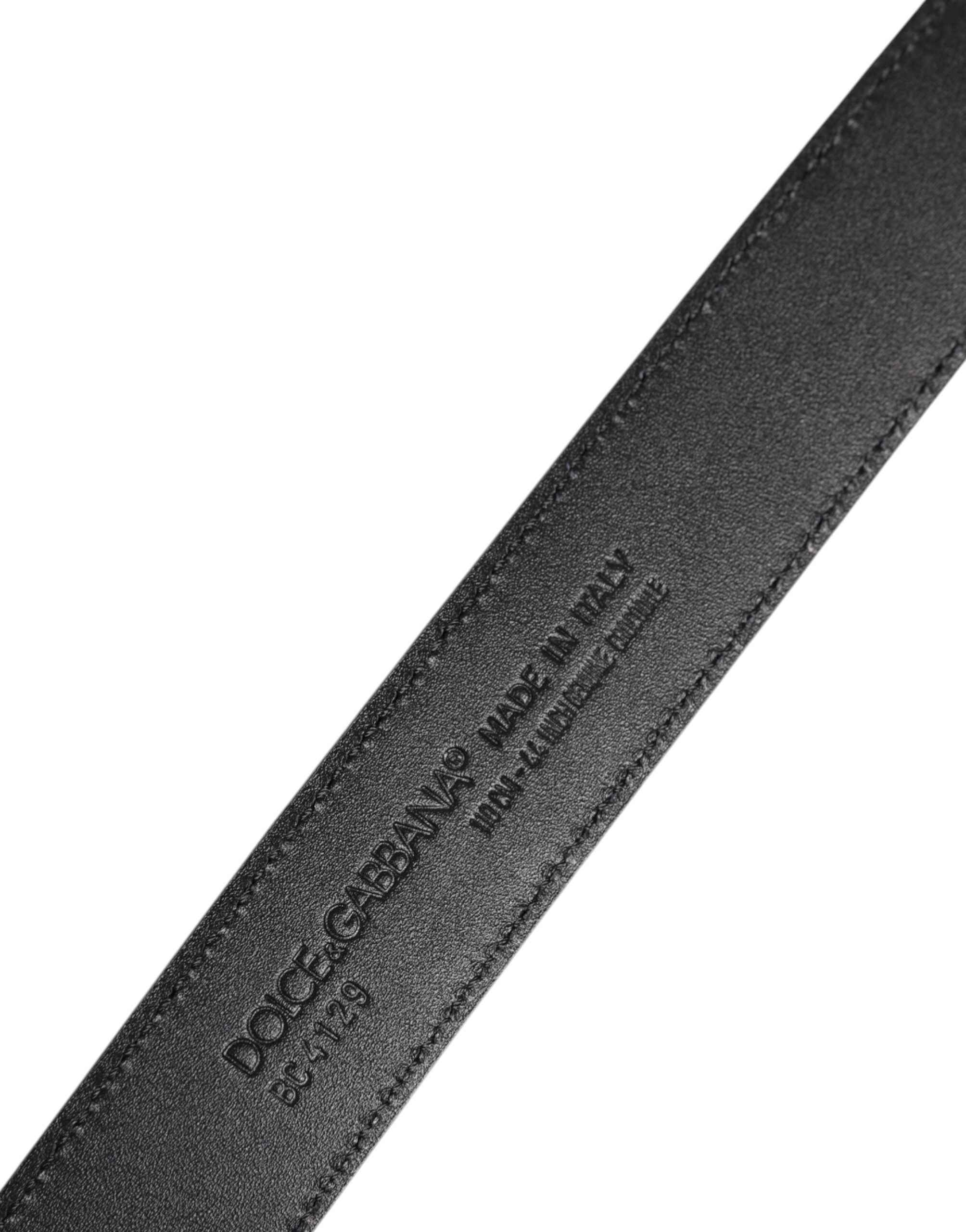 Dolce & Gabbana Black Leather Classic Metal DG Buckle Belt
