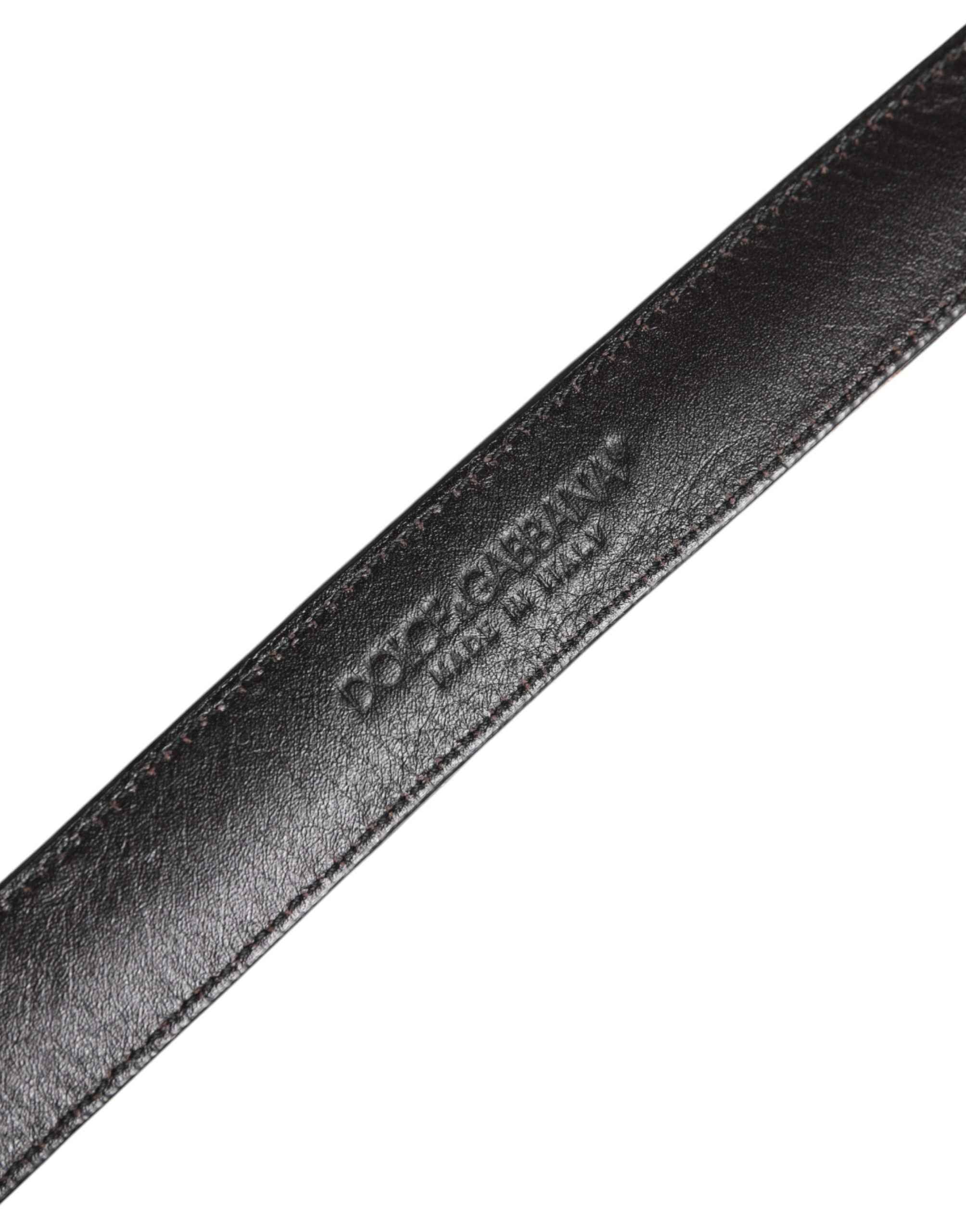 Dolce & Gabbana Brown Leopard Silver Metal Buckle Belt