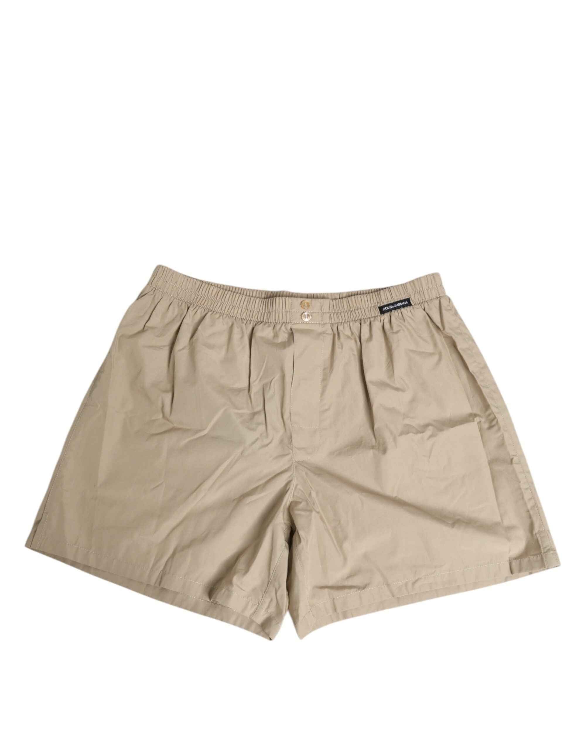 Dolce & Gabbana Beige Cotton Regular Boxer Shorts Underwear