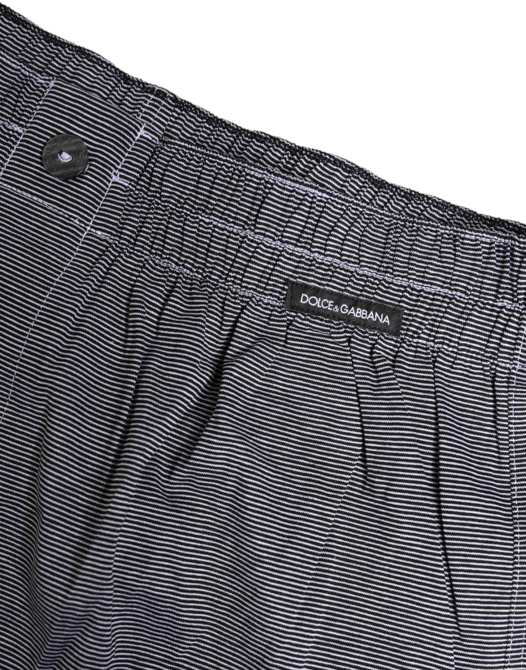 Dolce & Gabbana Gray Striped Cotton Regular Boxer Underwear
