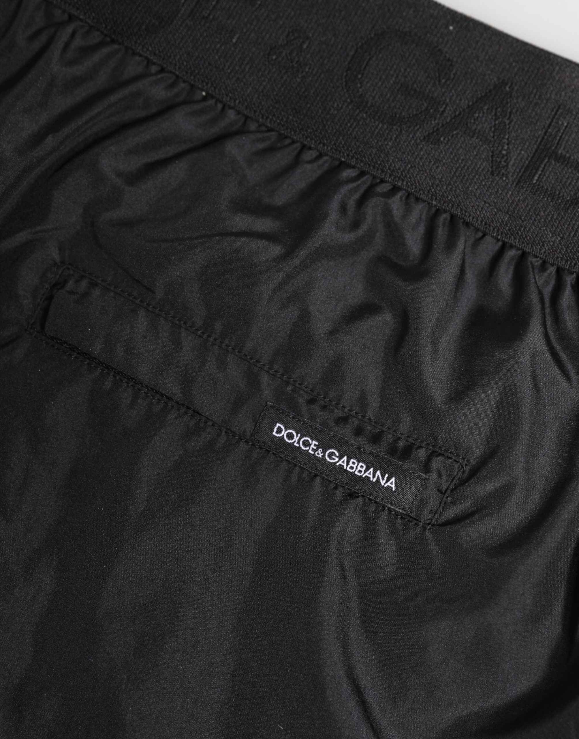 Dolce & Gabbana Black Logo Print Beachwear Men Shorts Swimwear