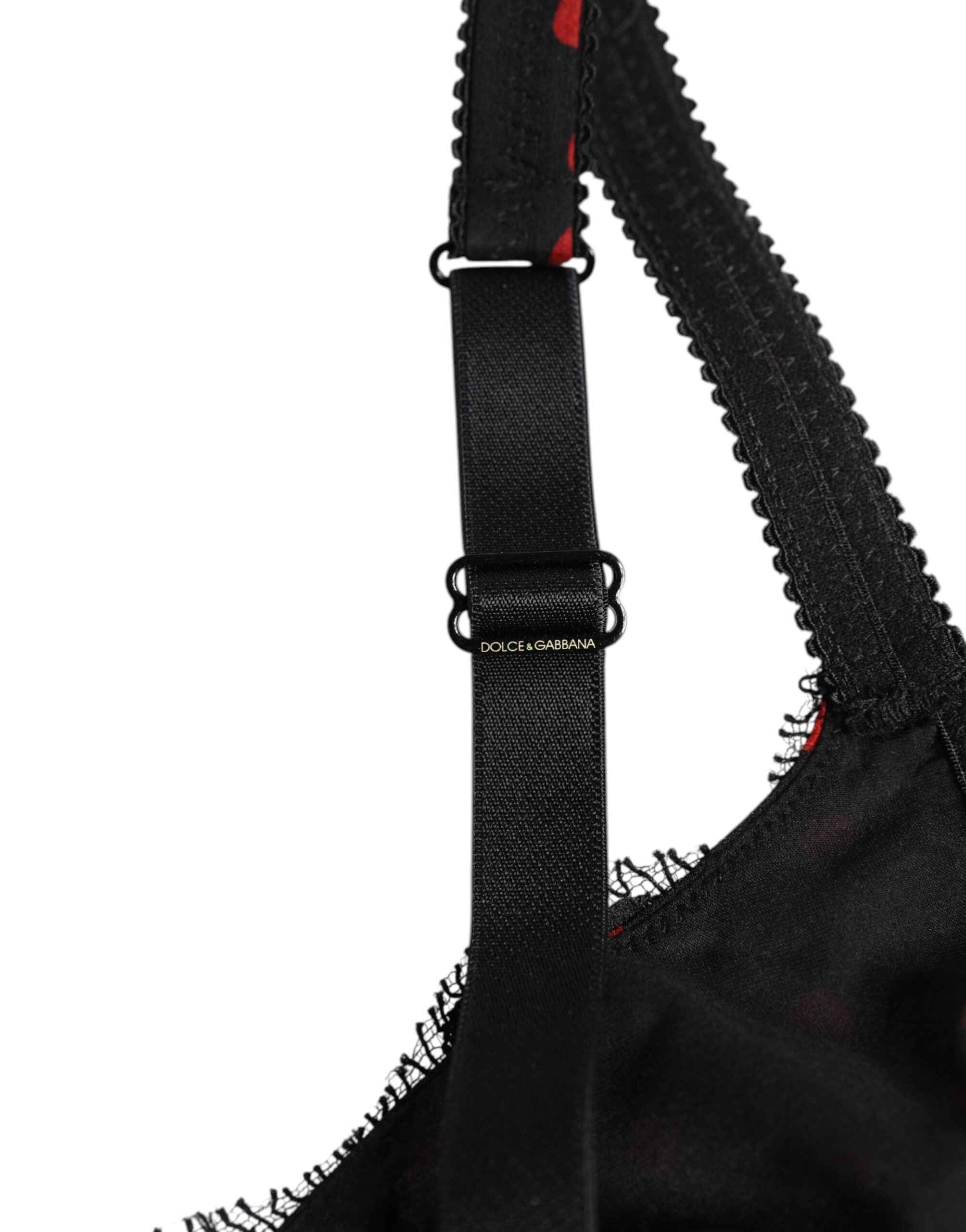 Dolce & Gabbana Black Red Polka Dot Underwired Balconette Underwear
