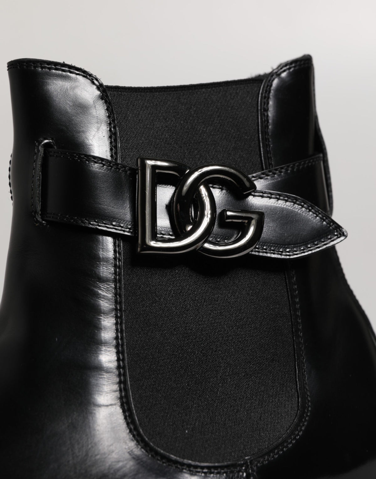 Dolce & Gabbana Black Belted DG Logo Men Chelsea Boots Shoes