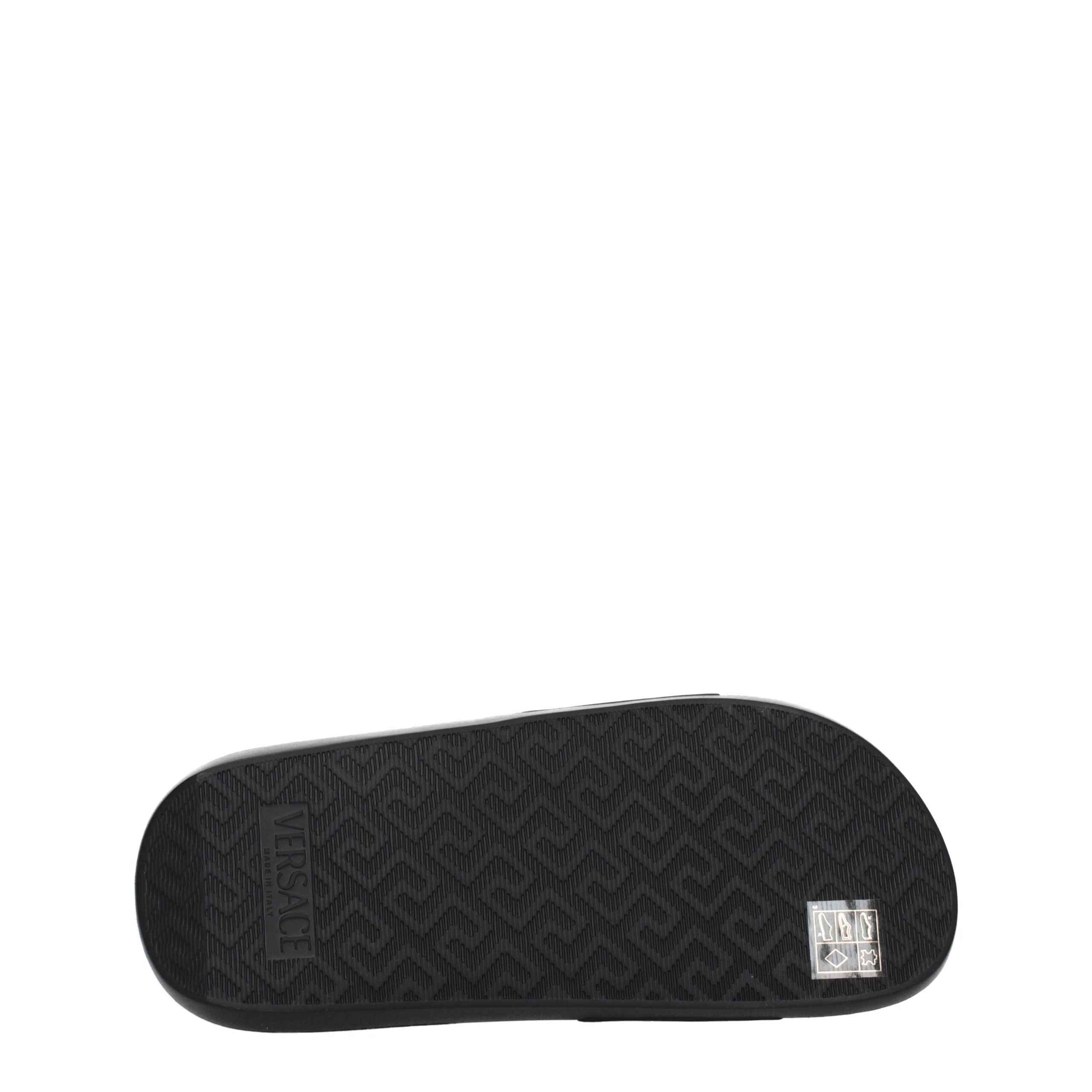 Versace Black Leather Slippers