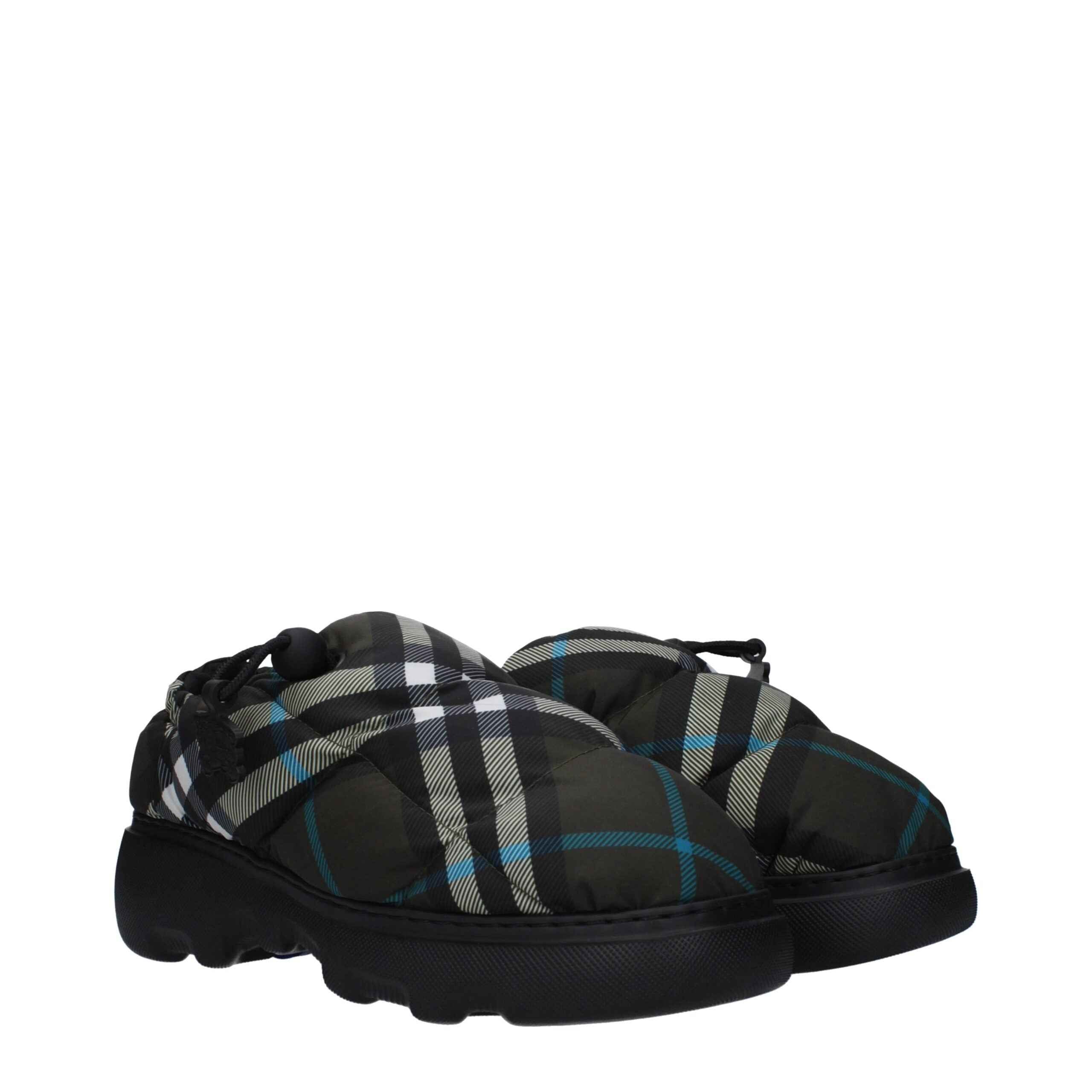 Burberry Green Fabric Slip-On Loafers