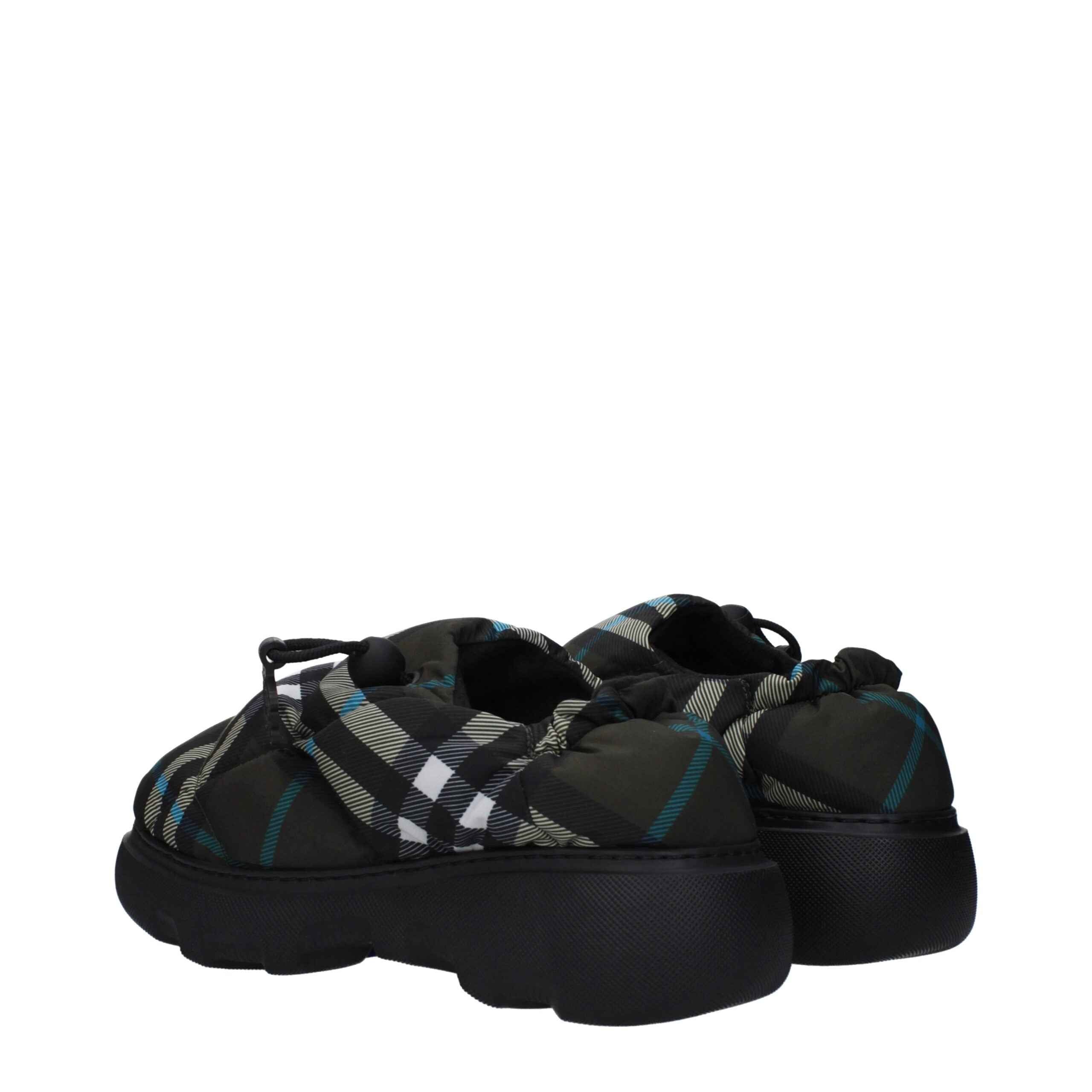 Burberry Green Fabric Slip-On Loafers