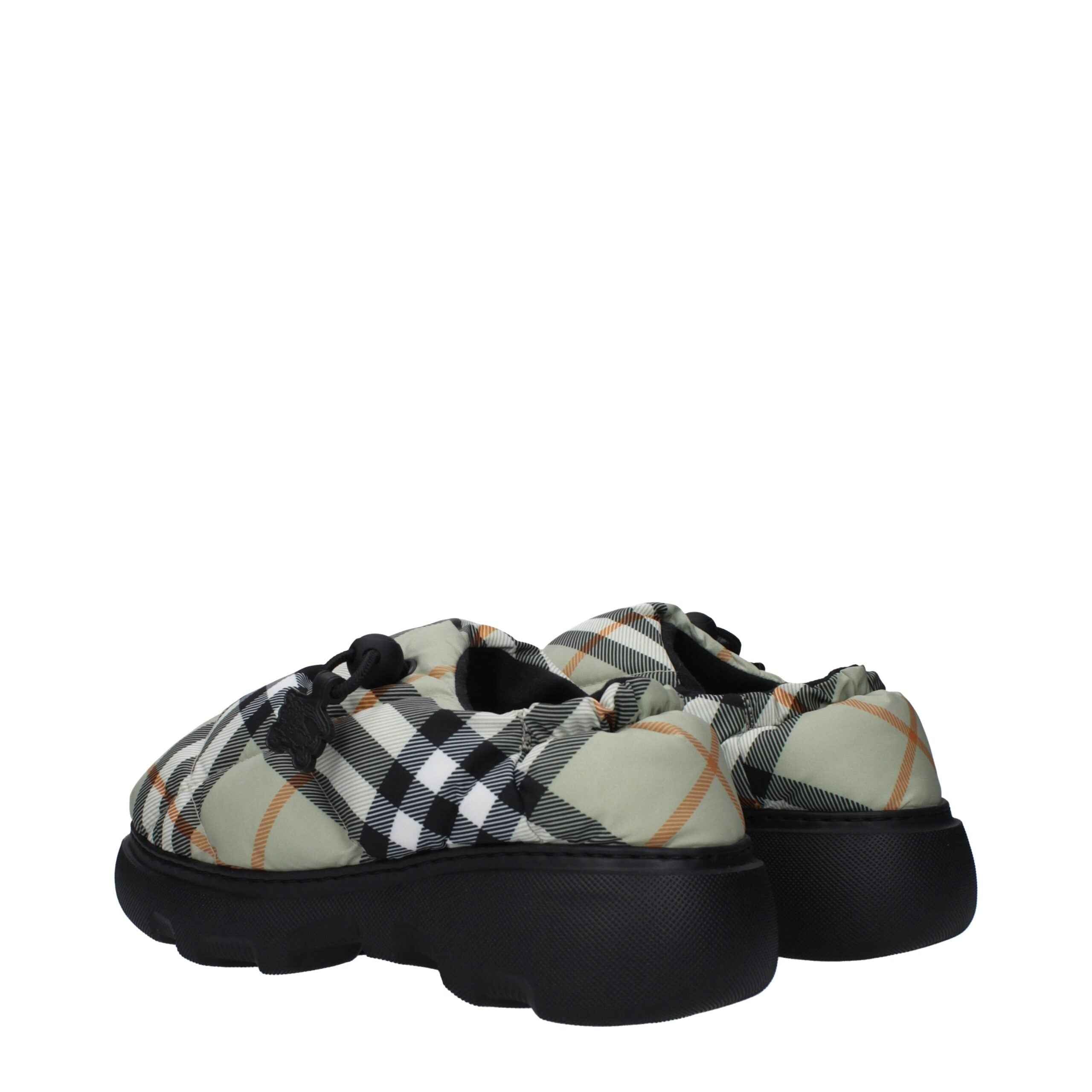 Burberry Green Fabric Slip-On Loafers