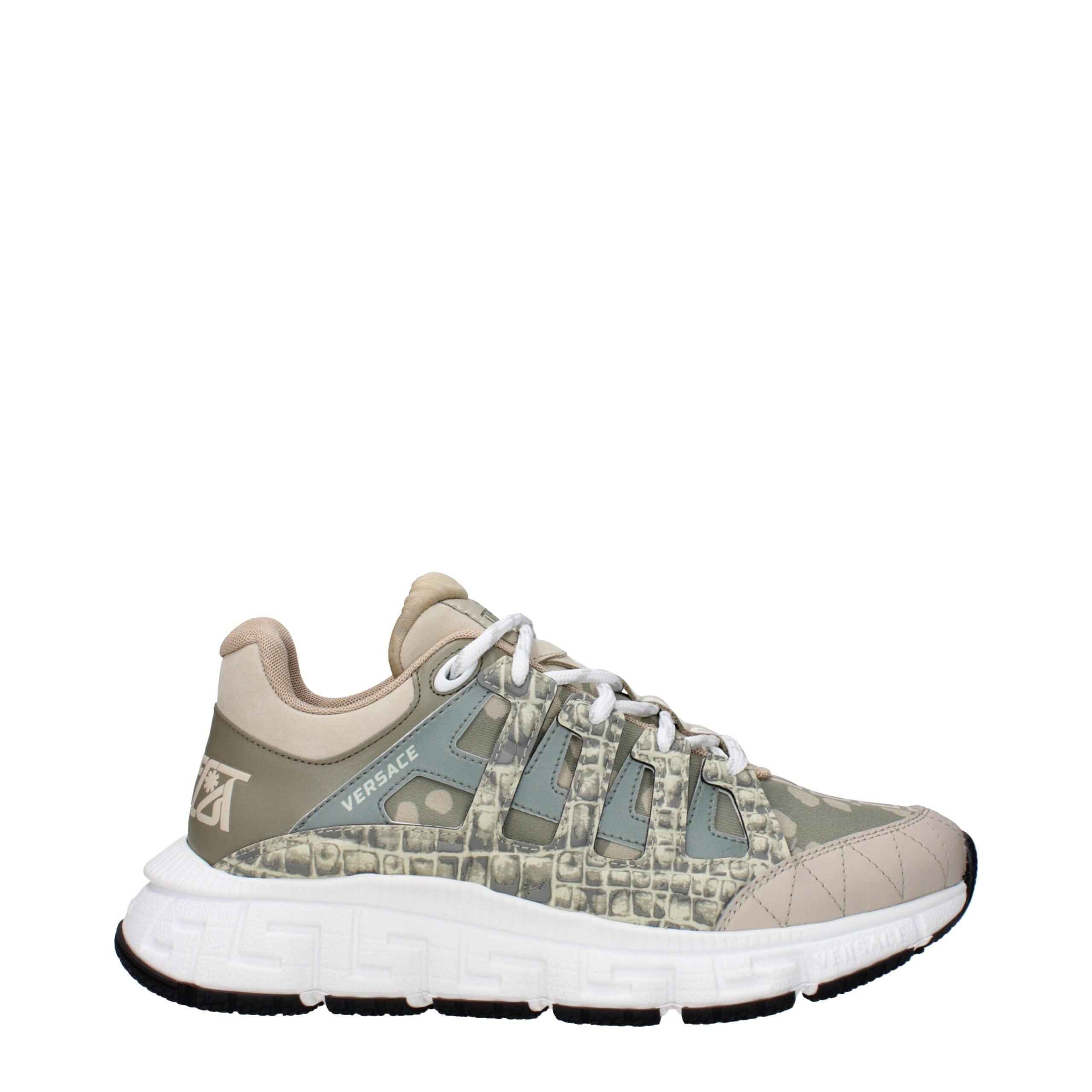 Versace Green Fabric Low Top Sneakers