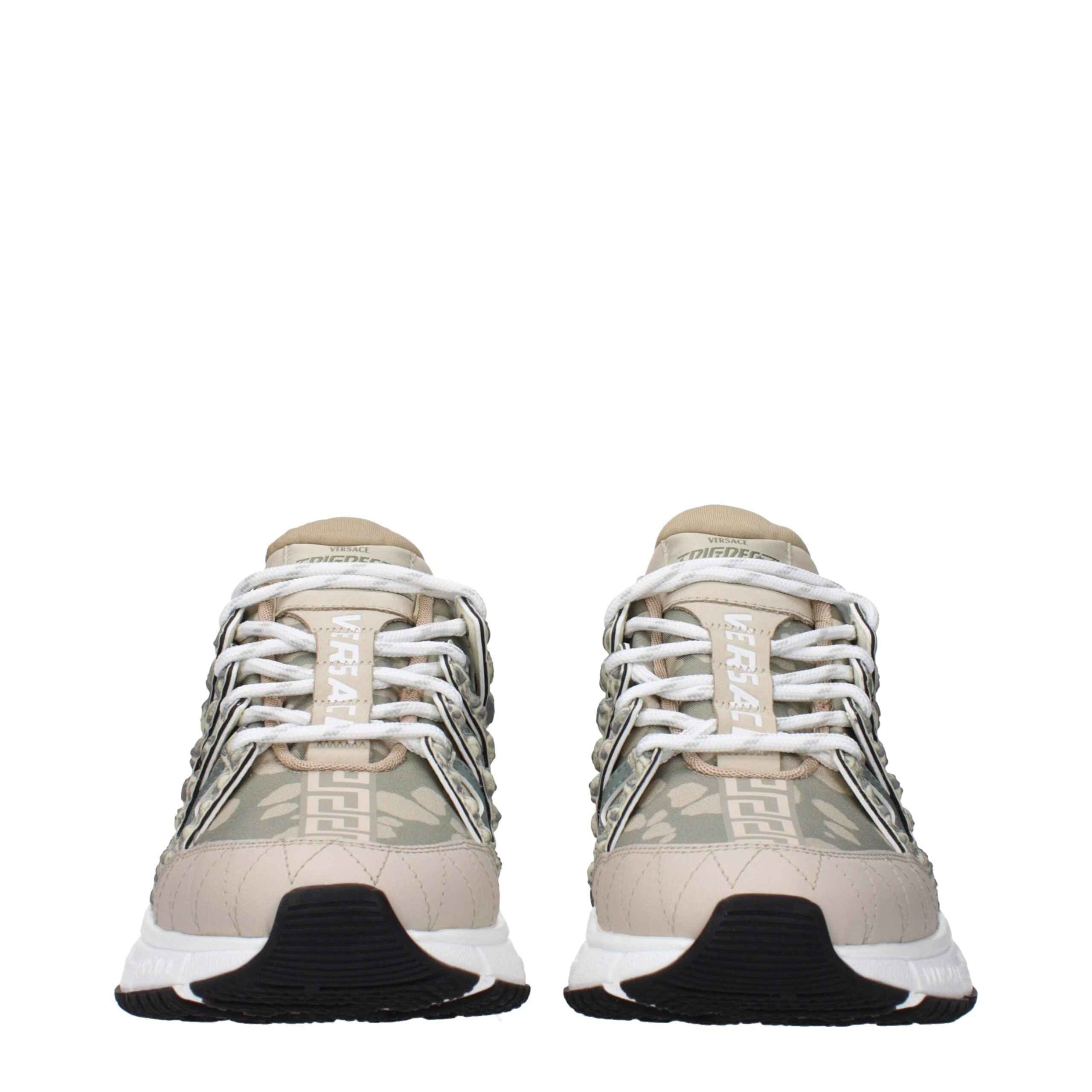 Versace Green Fabric Low Top Sneakers