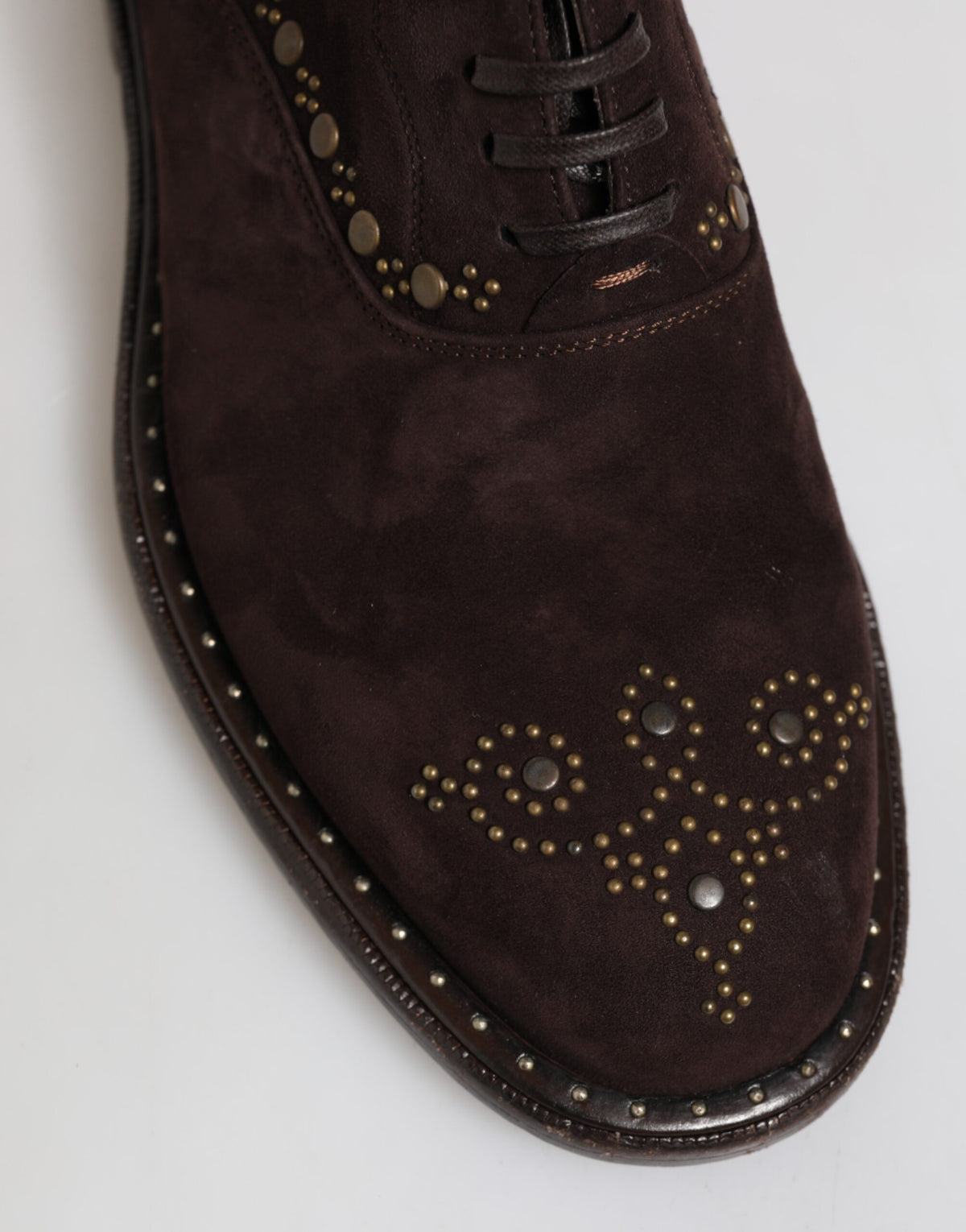 Dolce & Gabbana Brown Velvet Lace Up Oxford Dress Shoes