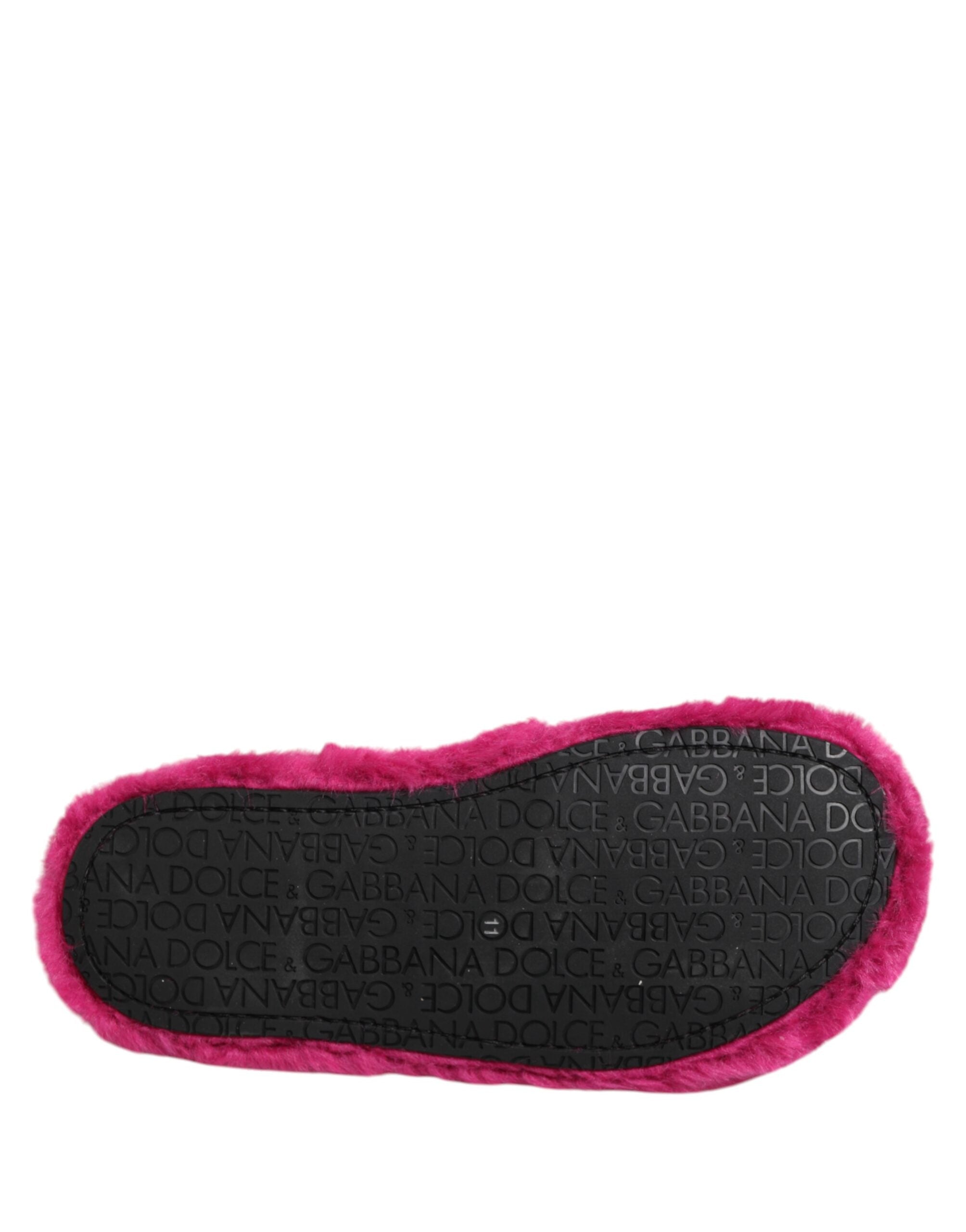 Dolce & Gabbana Pink Acrylic Faux Fur Mens Flats Sandals Shoes