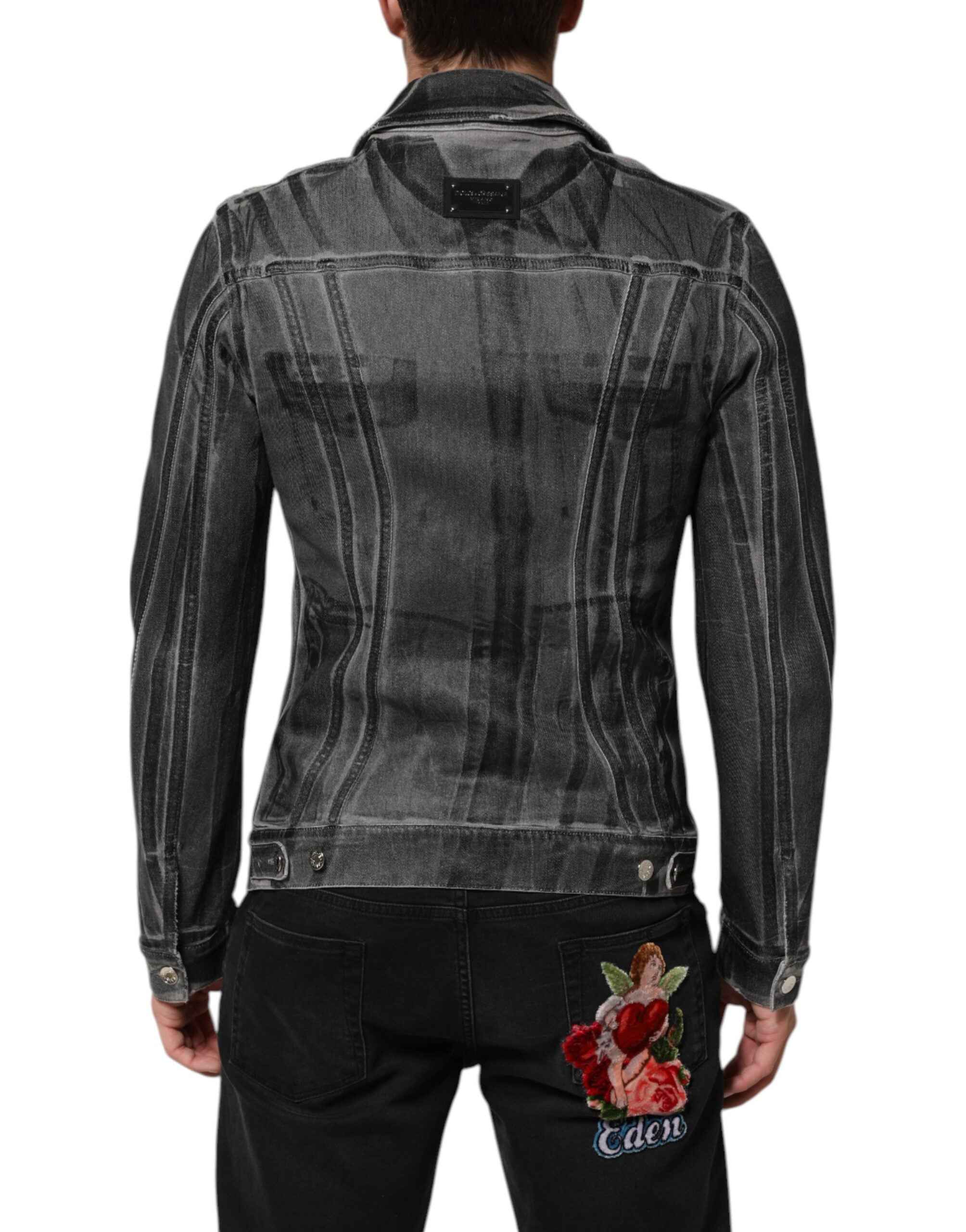 Dolce & Gabbana Gray Washed Cotton Stretch Denim Jacket