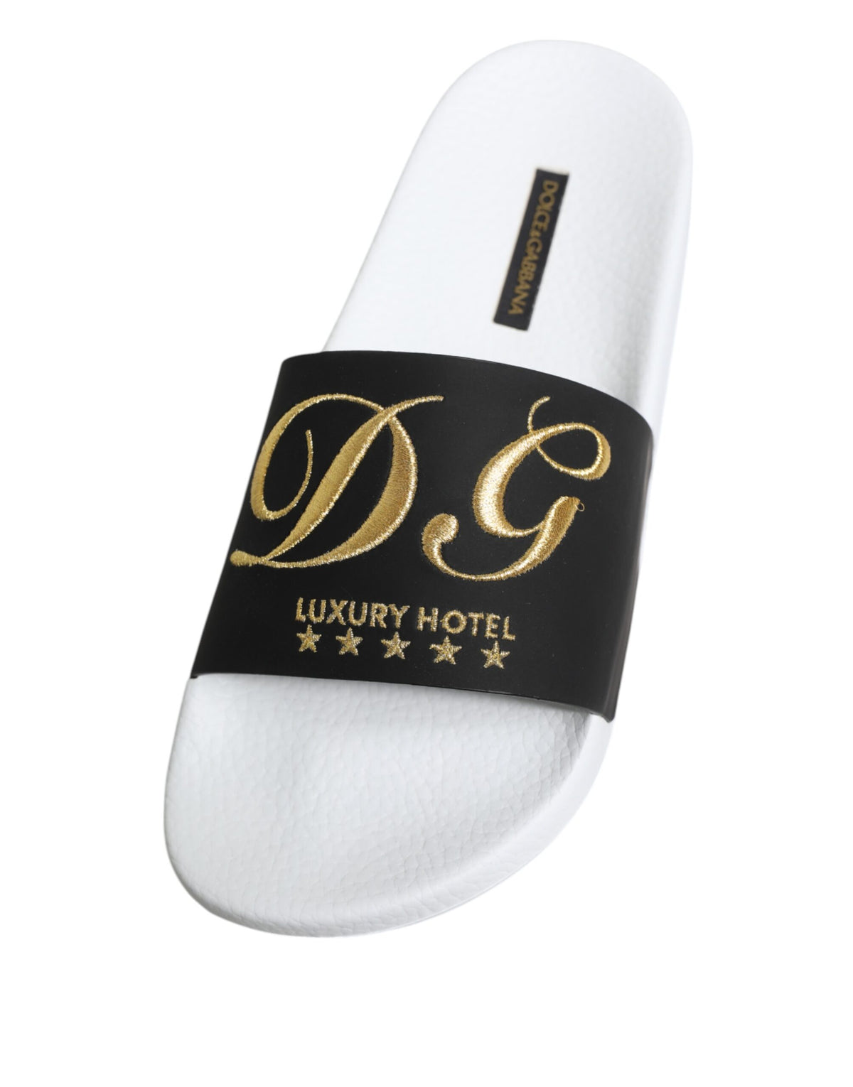 Dolce & Gabbana White Black Leather Sandals Beachwear Shoes