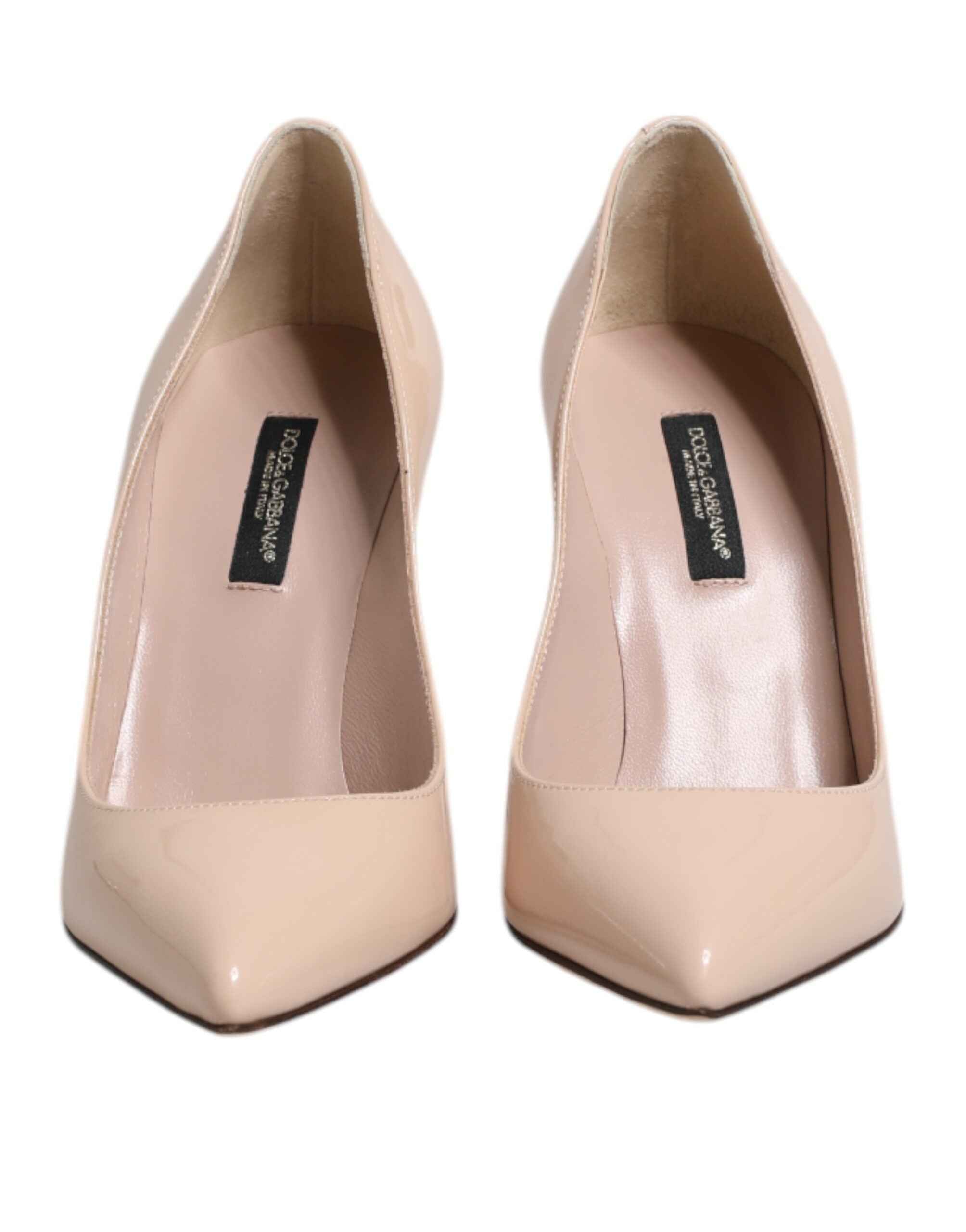 Dolce & Gabbana Beige Patent Leather Stiletto Heel Pumps Shoes