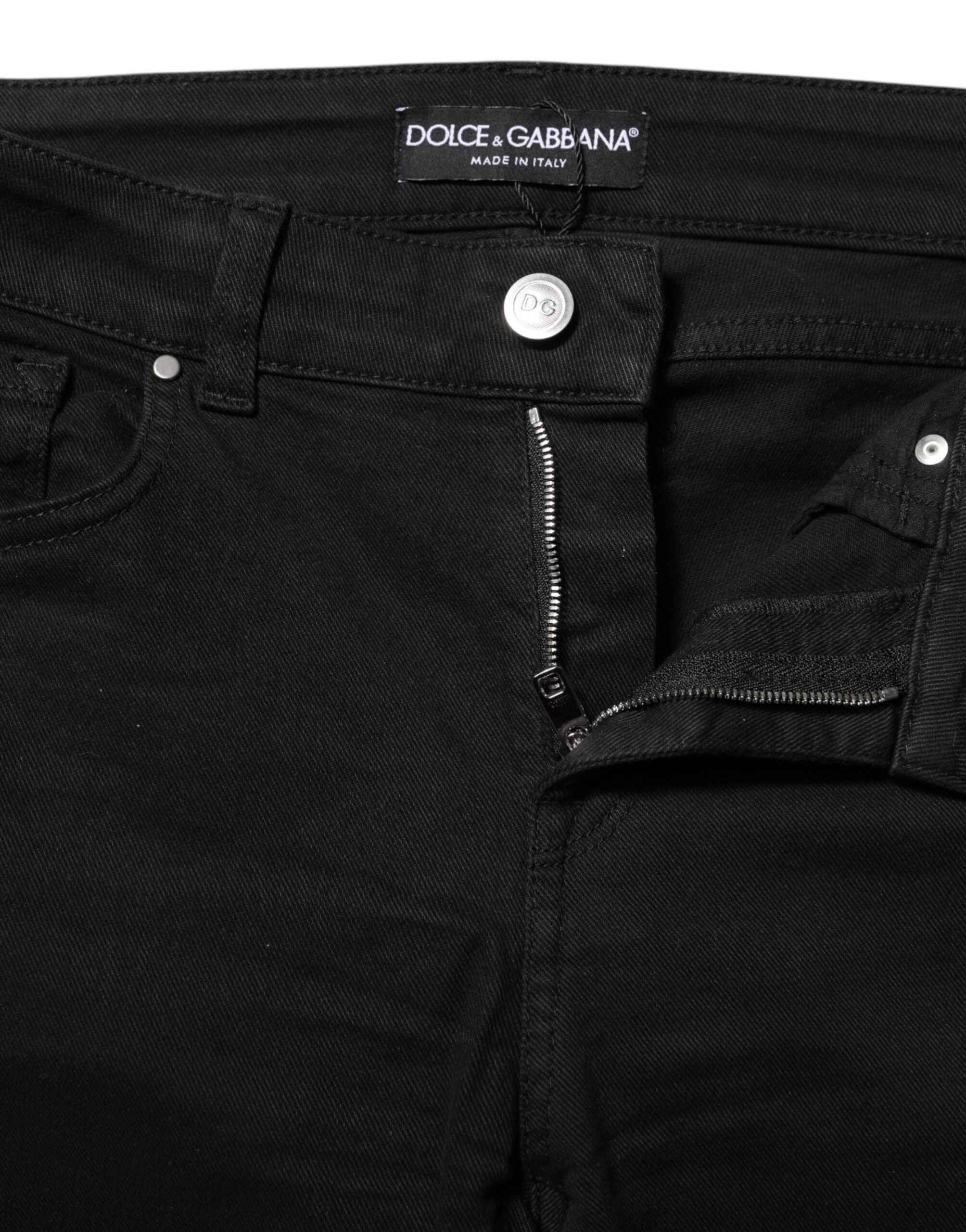 Dolce & Gabbana Black Cotton Skinny Mid Waist Denim Jeans
