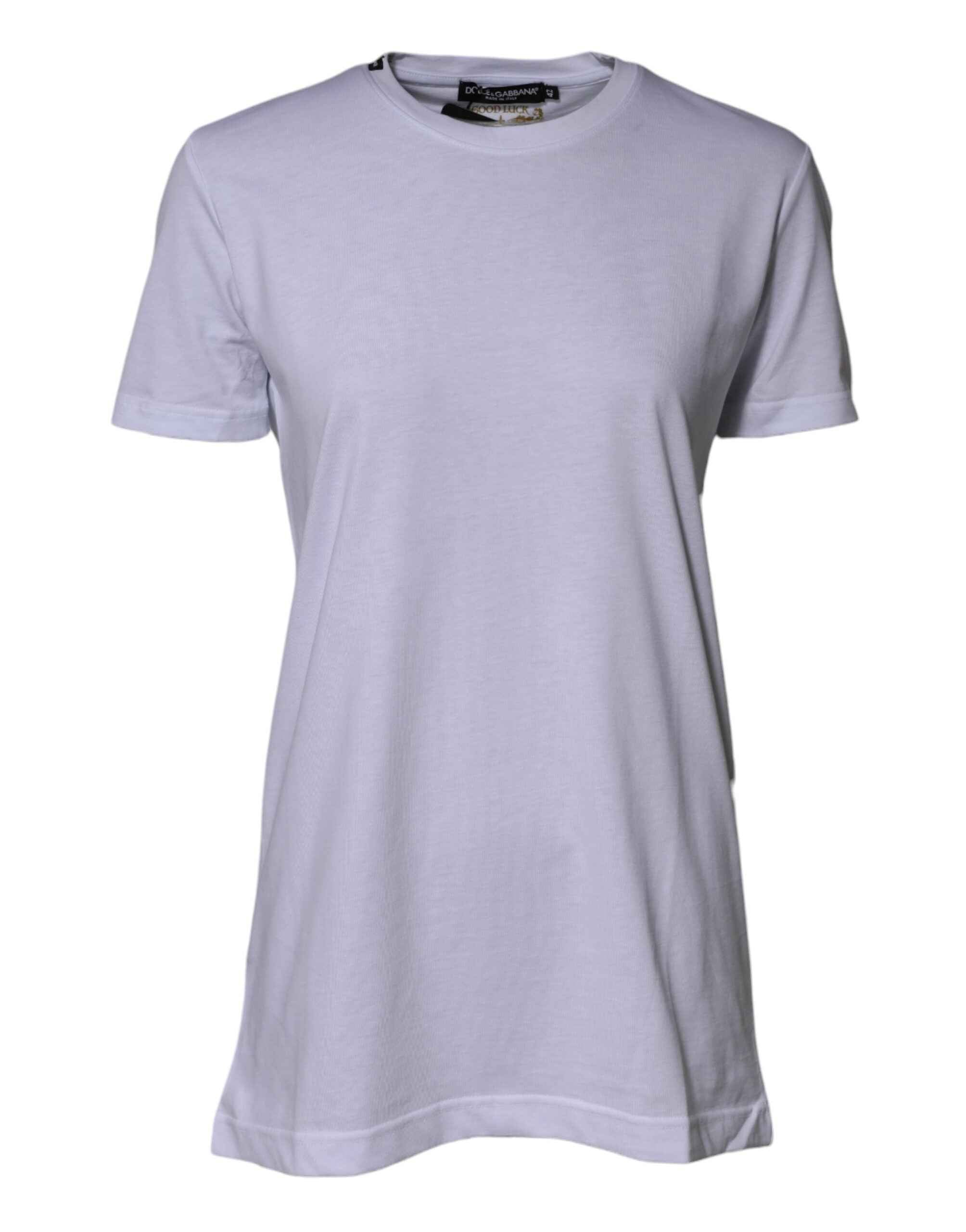 Dolce & Gabbana White Cotton Goodluck 2023 Crew Neck T-shirt