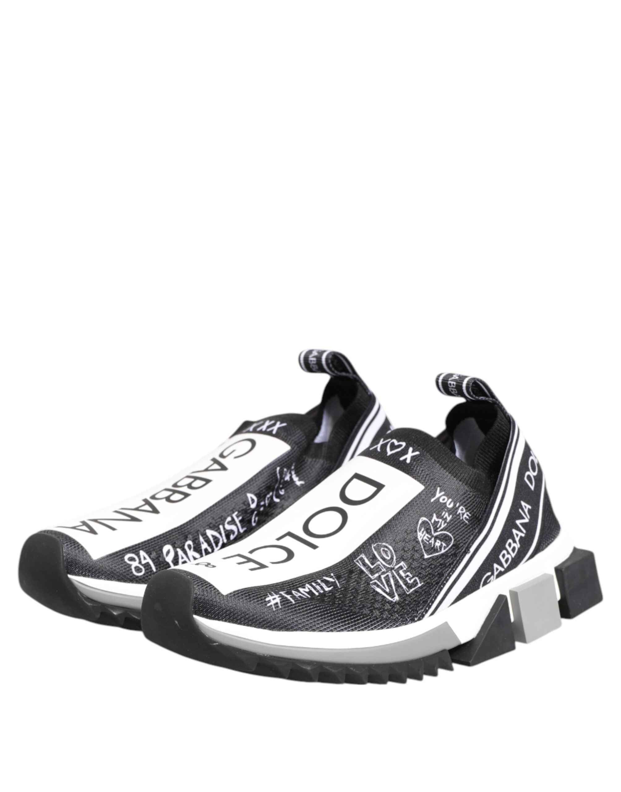 Dolce & Gabbana Black White Sorrento Low Top Sneakers Shoes