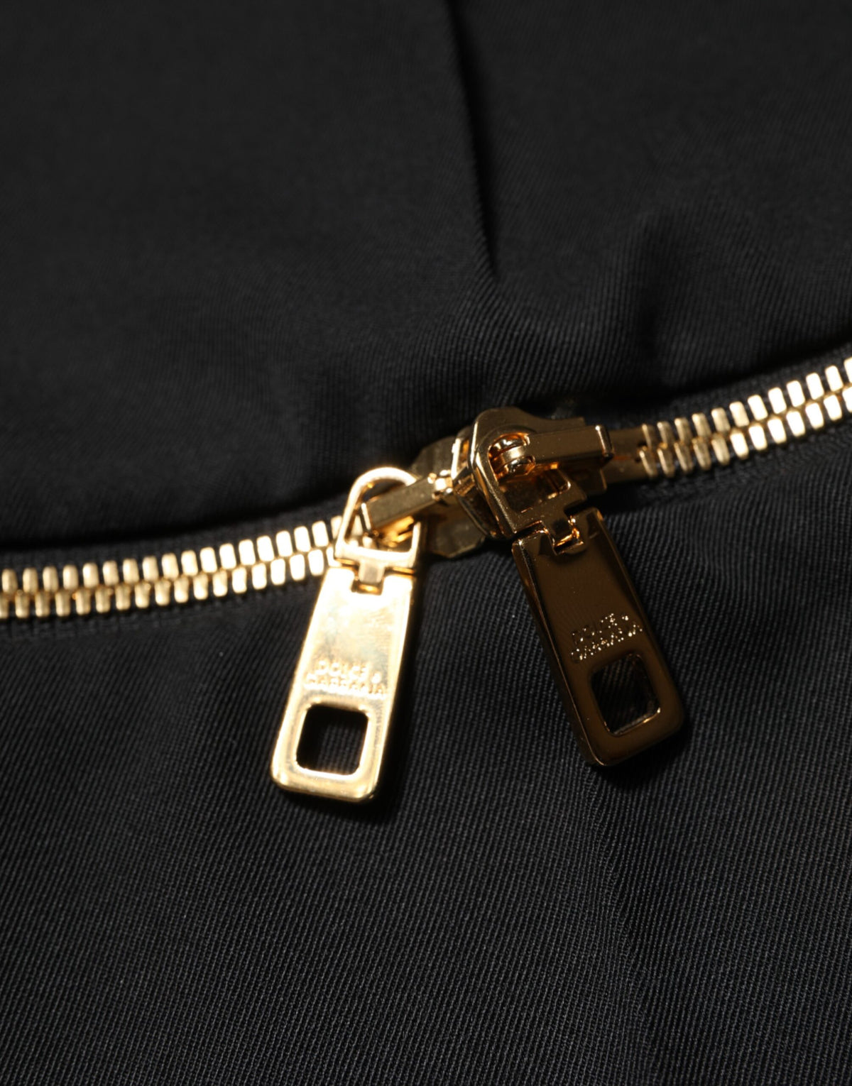 Dolce & Gabbana Black Zip Detailed Wool Straight Leg Pants