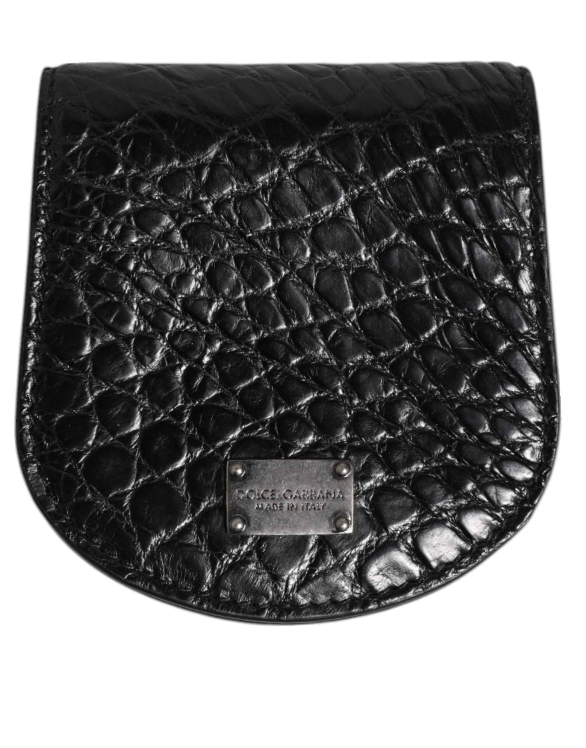 Dolce & Gabbana Black Exotic Skin Coin Condom Case Holder Pocket Wallet