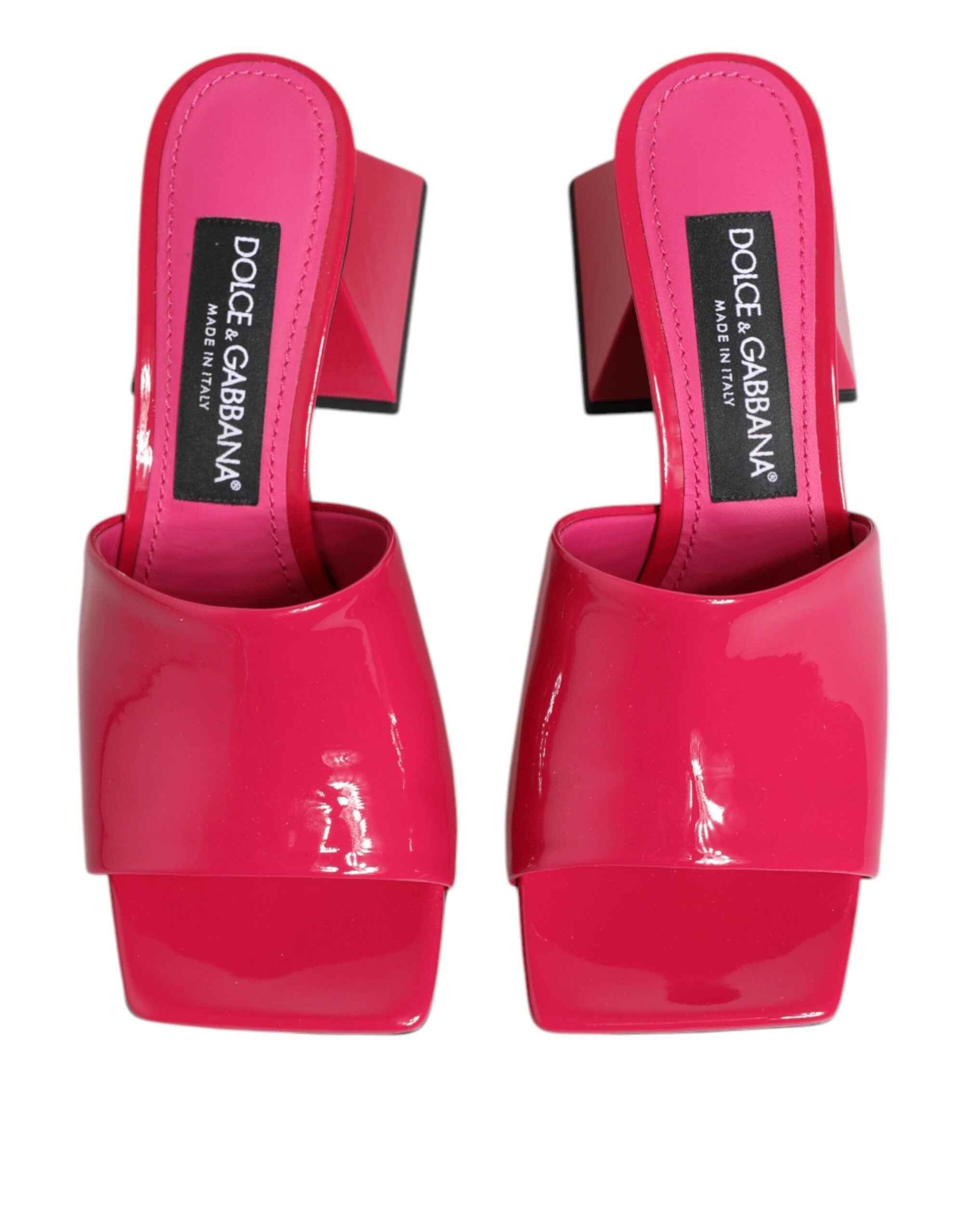 Dolce & Gabbana Pink Open Toe Block Heel Mules Sandals Shoes