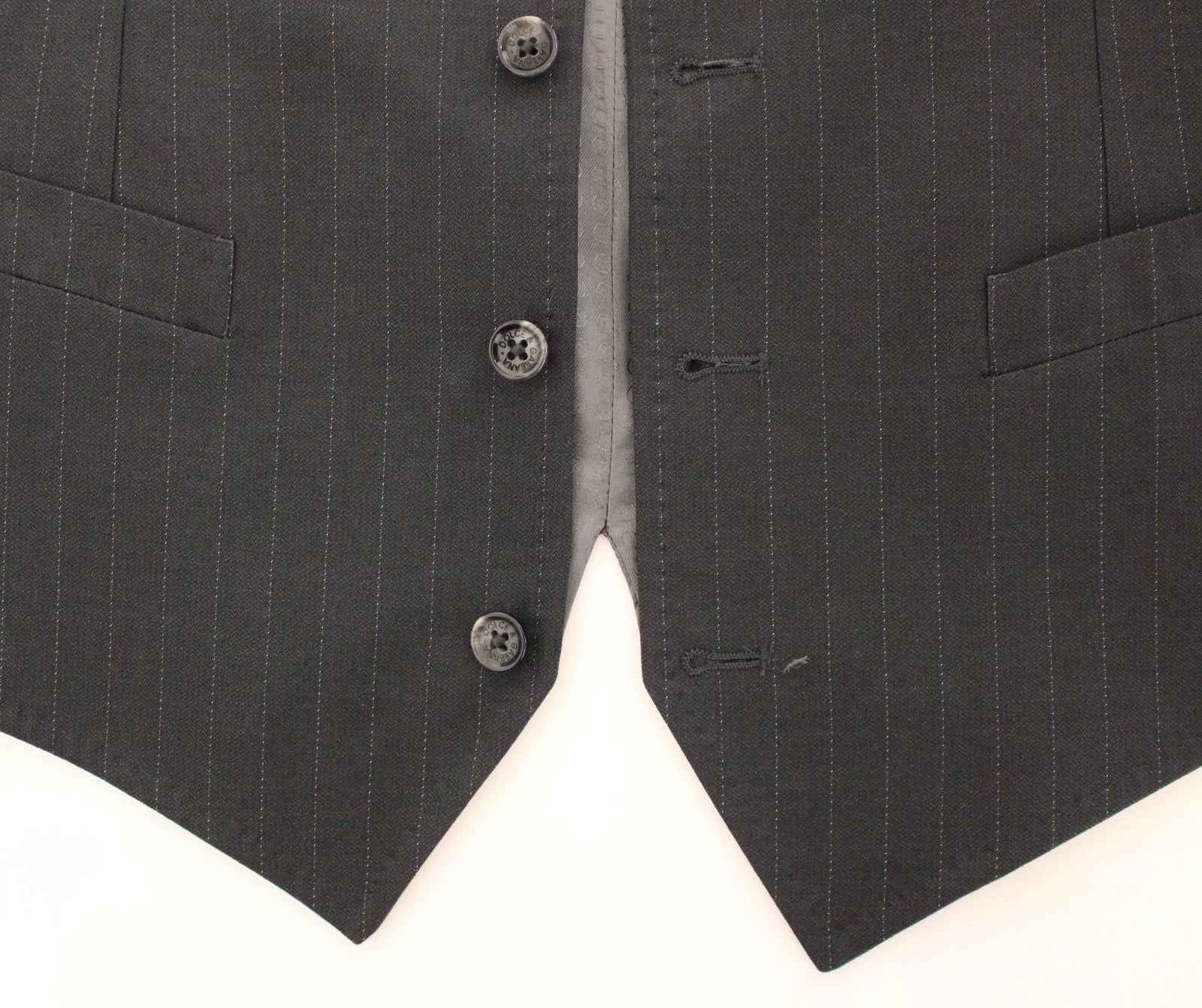 Dolce & Gabbana Gray Striped Formal Dress Gilet Vest