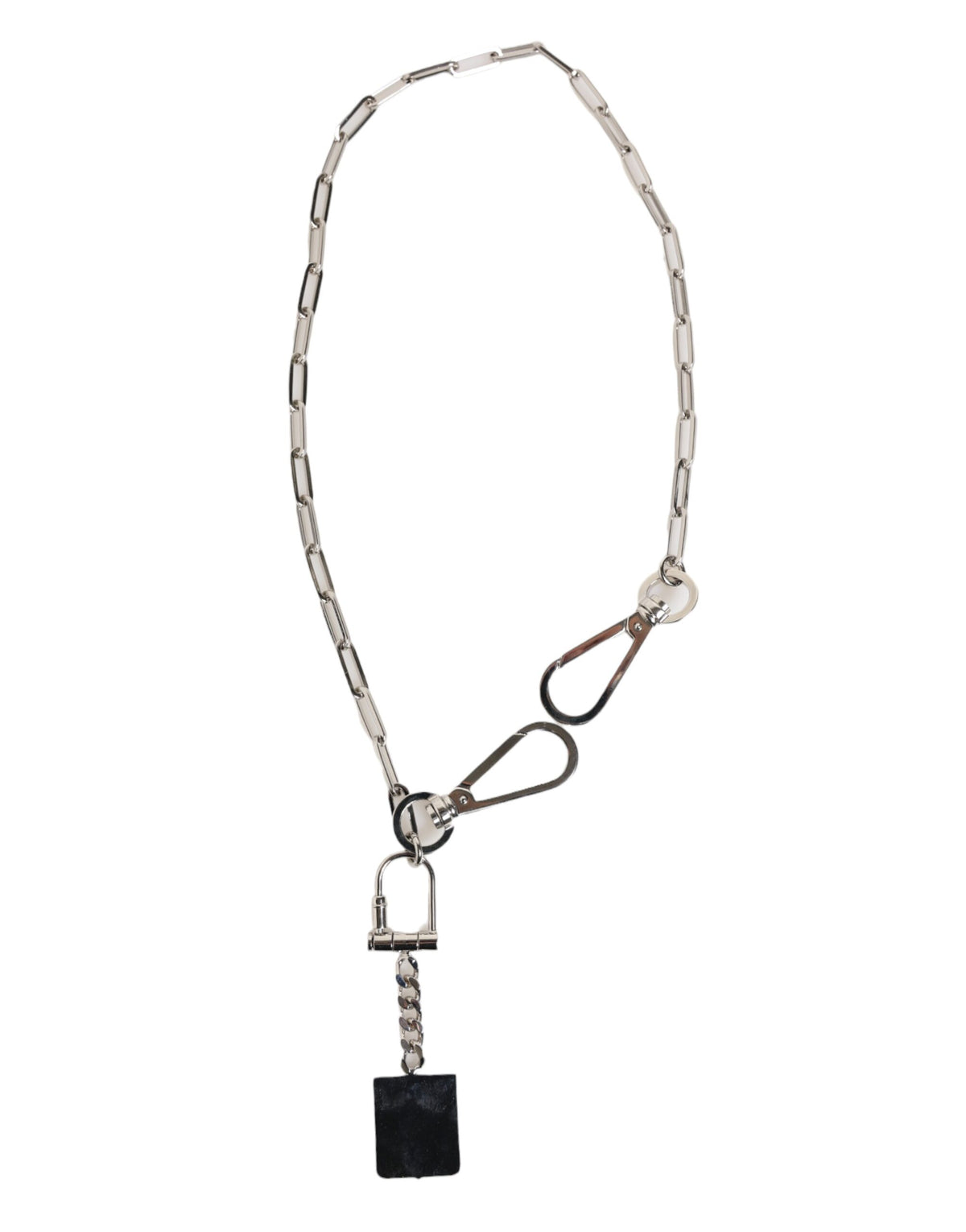 Dolce & Gabbana Silver Tone Metal Chain DG Logo Pendant Men Necklace
