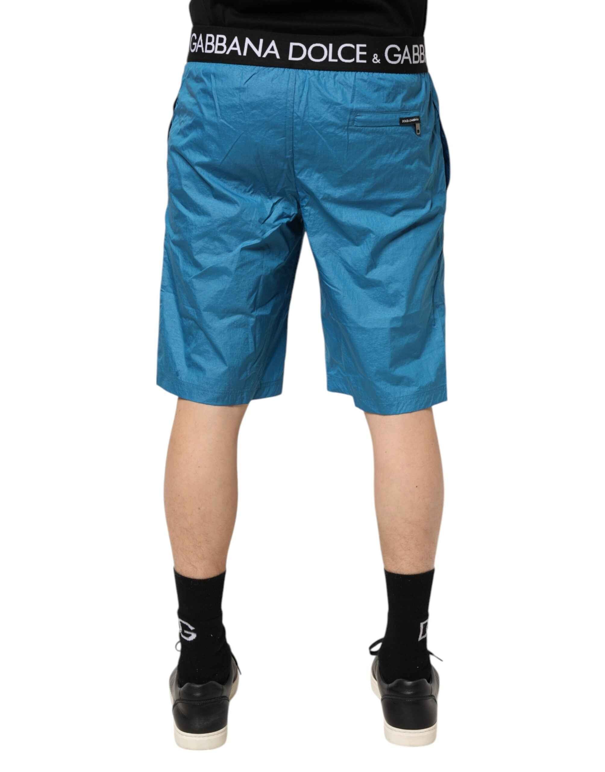 Dolce & Gabbana Blue Logo Waistband Beachwear Shorts Swimwear